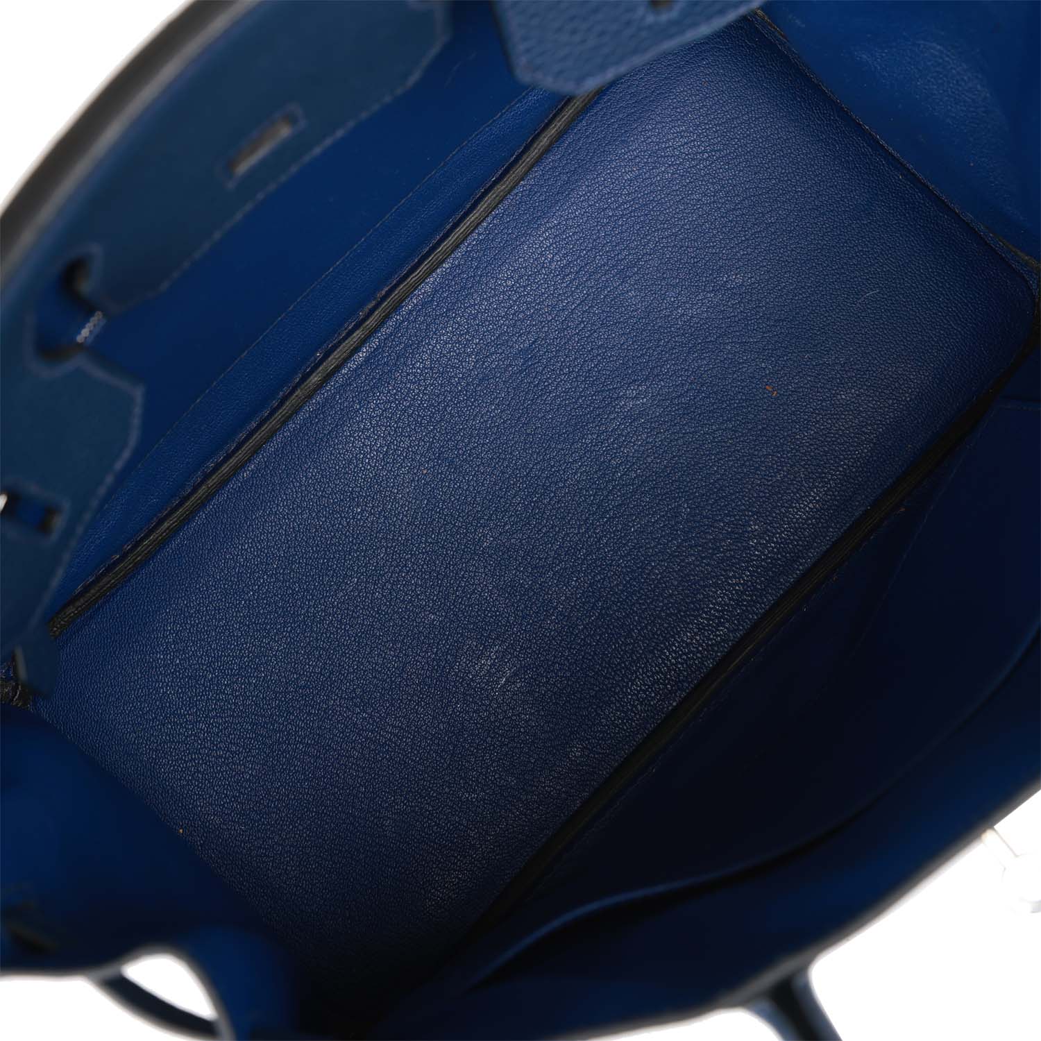 Pre-owned Hermes Birkin 30 Bleu Saphir Verso Togo Palladium Hardware