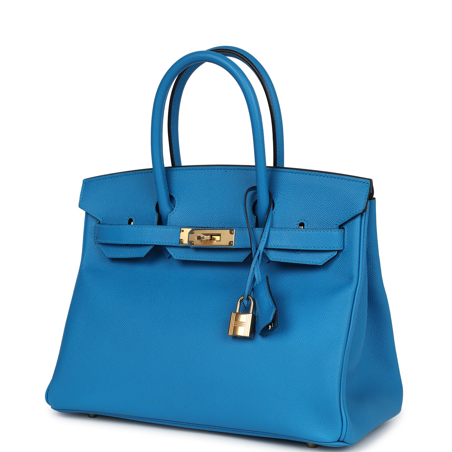 Pre-owned Hermes Birkin 30 Bleu Zanzibar Epsom Gold Hardware