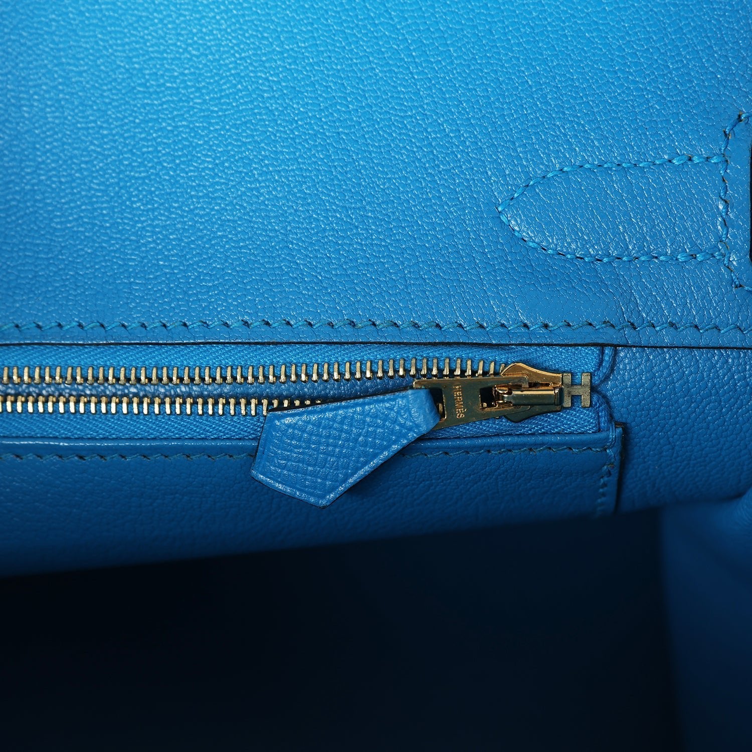 Pre-owned Hermes Birkin 30 Bleu Zanzibar Epsom Gold Hardware