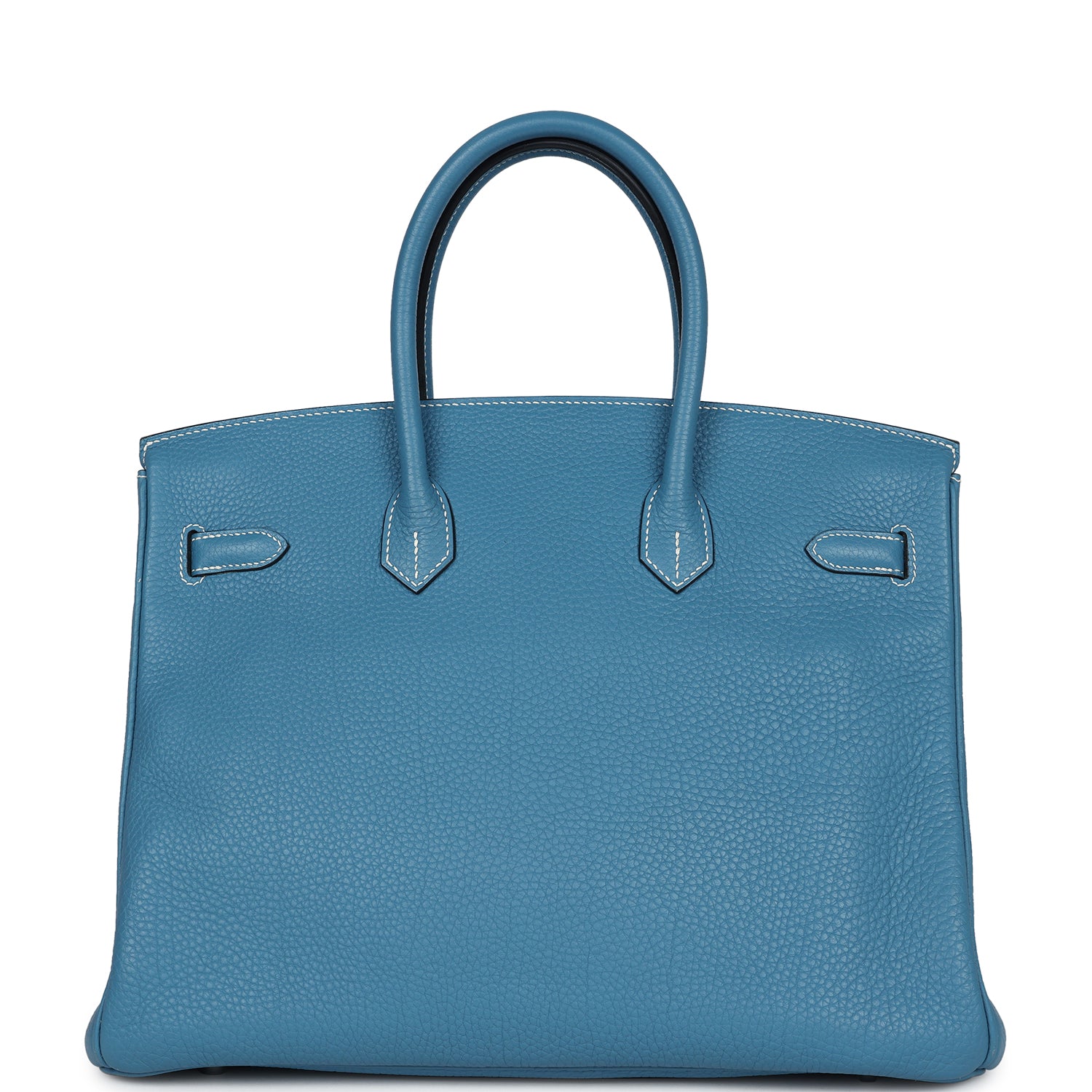 Pre-owned Hermes Birkin 35 Blue Jean Clemence Palladium Hardware