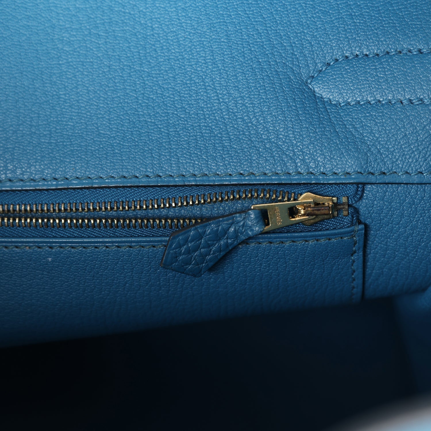 Pre-owned Hermes Birkin 35 Bleu de Galice Togo Gold Hardware