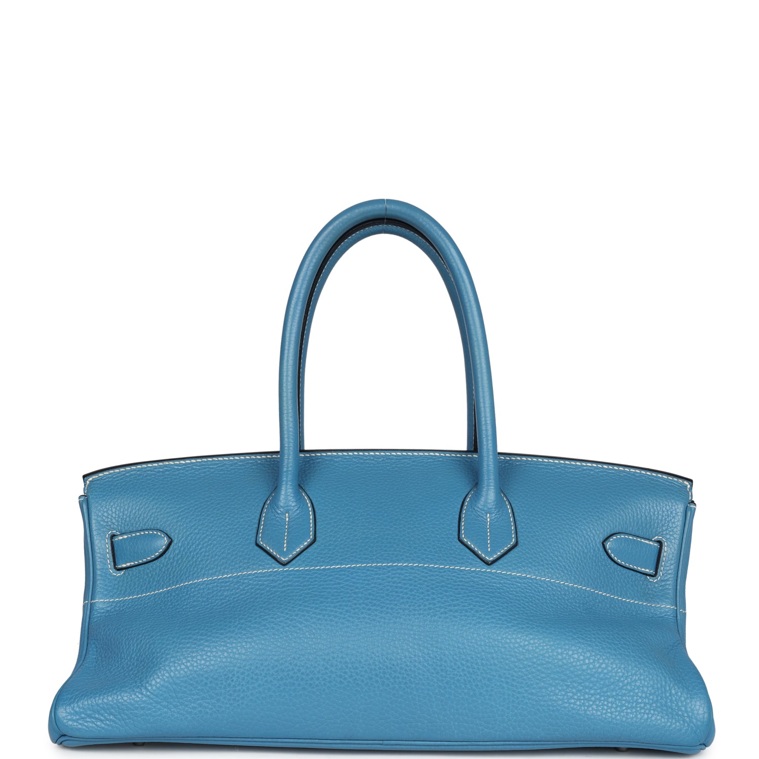 Pre-owned Hermes Shoulder Birkin 42 JPG Blue Jean Clemence Palladium Hardware