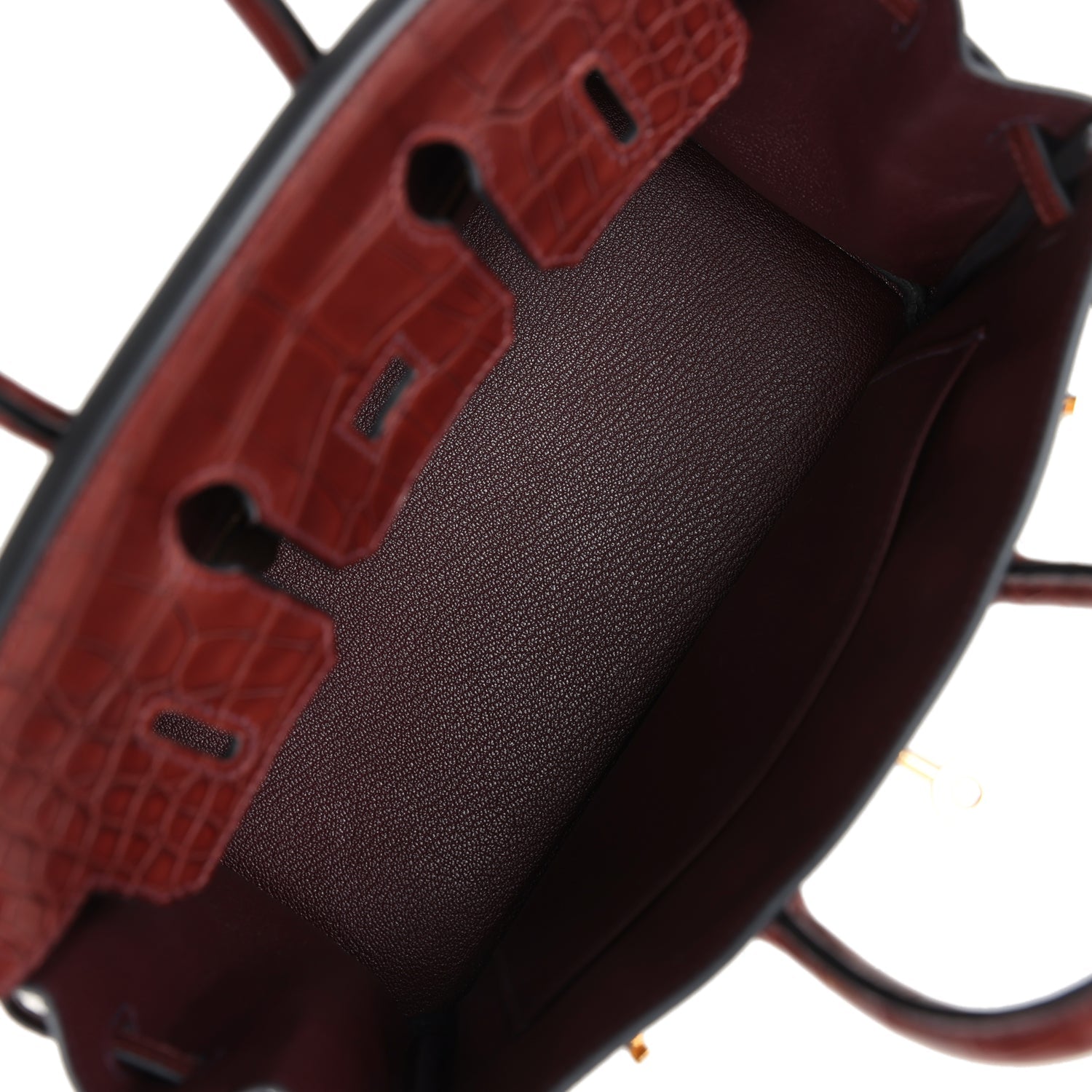 Pre-owned Hermes Birkin 25 Rouge Sellier Togo and Bourgogne Matte Alligator Touch Gold Hardware