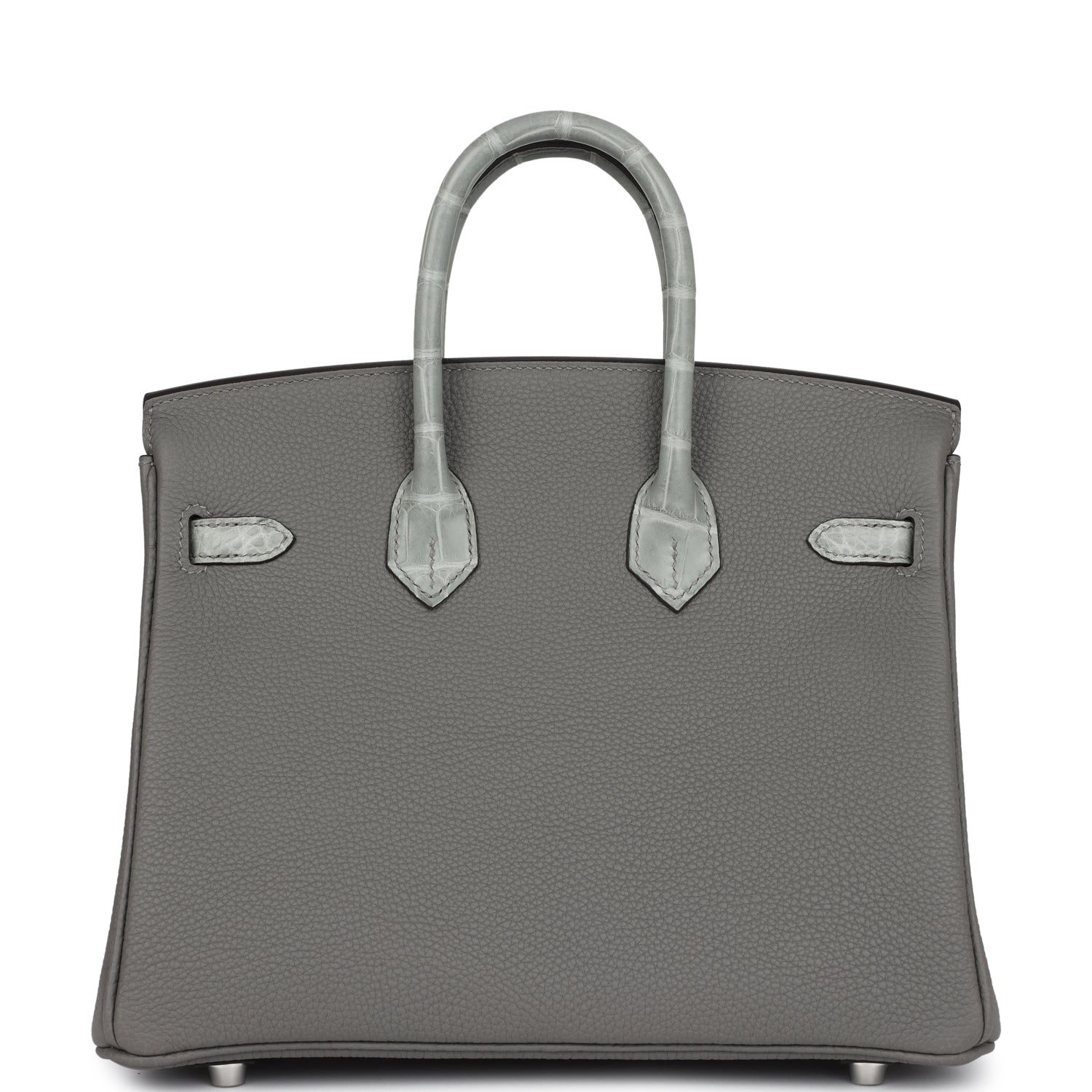 Hermes Birkin 25 Gris Meyer Togo and Gris Ciment Matte Alligator Touch Palladium Hardware