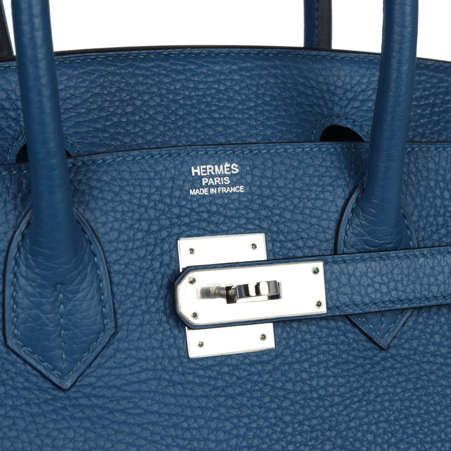 Pre-owned Hermes Birkin 30 Bleu Thalassa Clemence Palladium Hardware