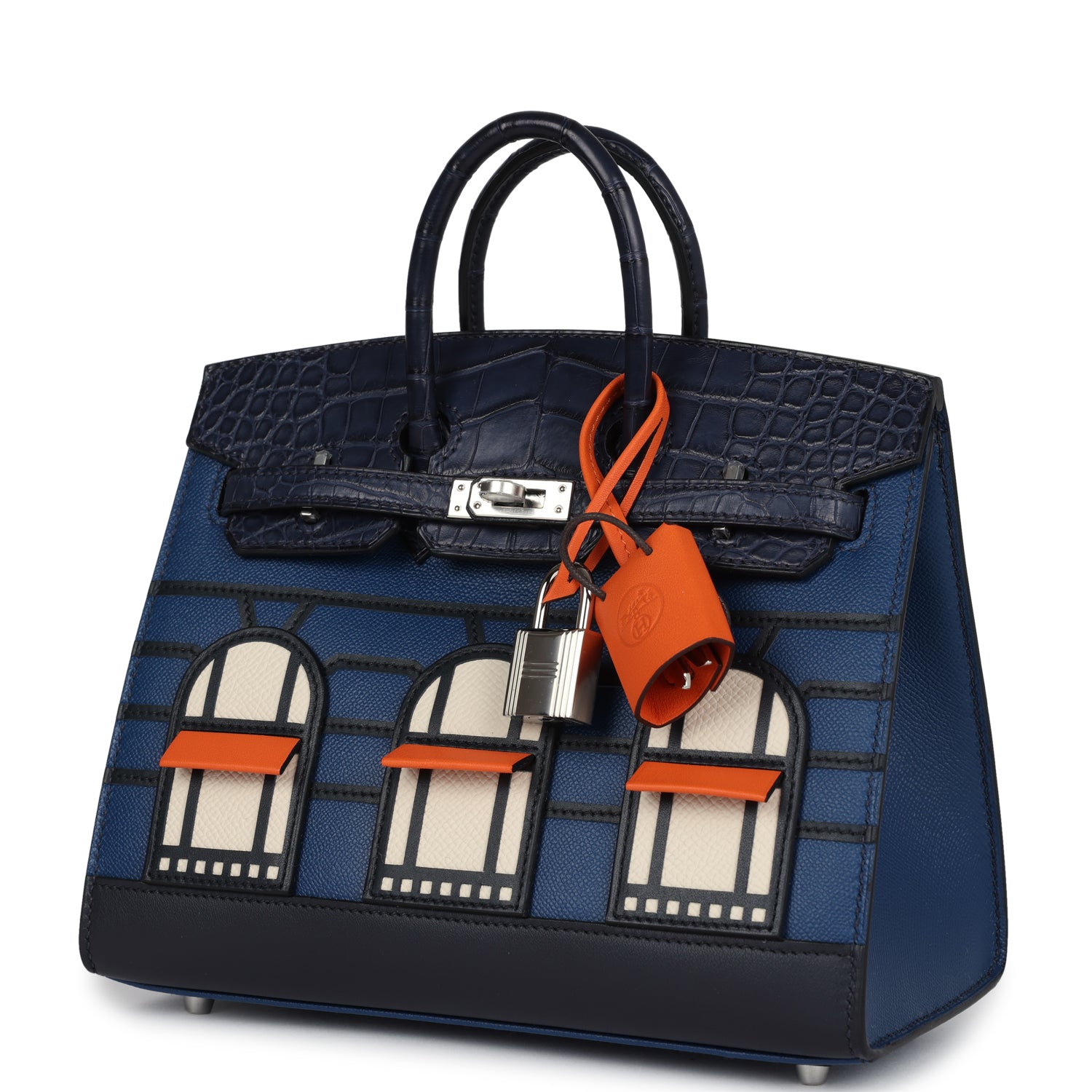 Hermes Night Sac Faubourg Birkin 20 Bleu Marine Matte Alligator Palladium Hardware