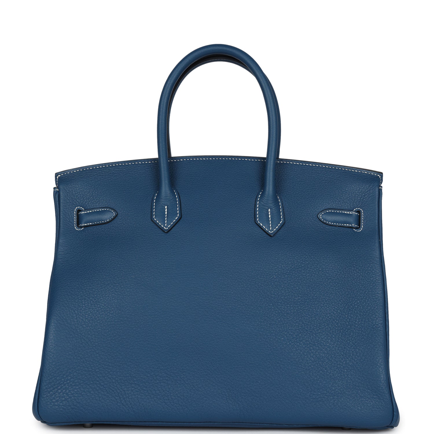 Pre-owned Hermes Birkin 35 Bleu Thalassa Clemence Palladium Hardware
