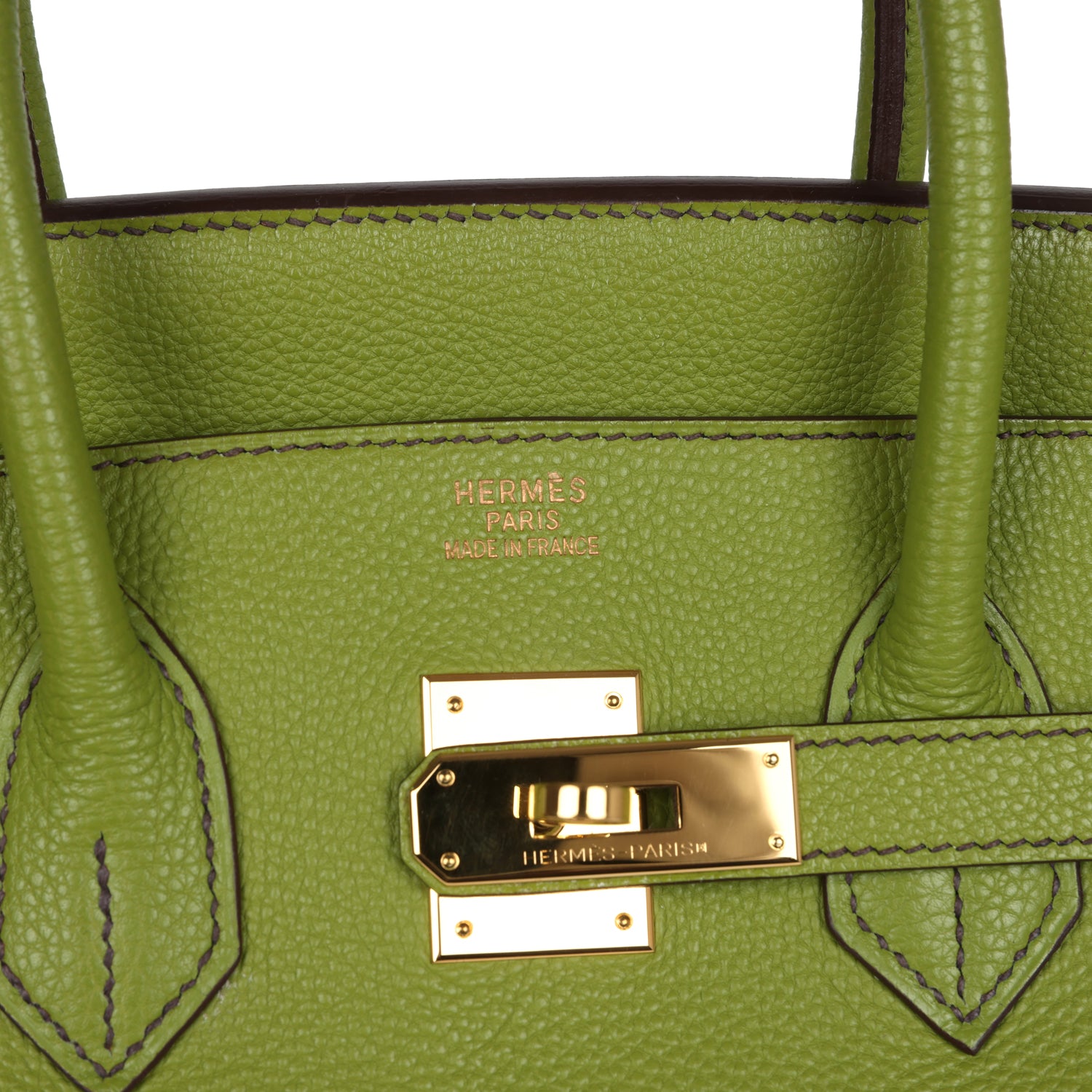 Pre-owned Hermes Birkin 35 Vert Anis Verso Togo Gold Hardware
