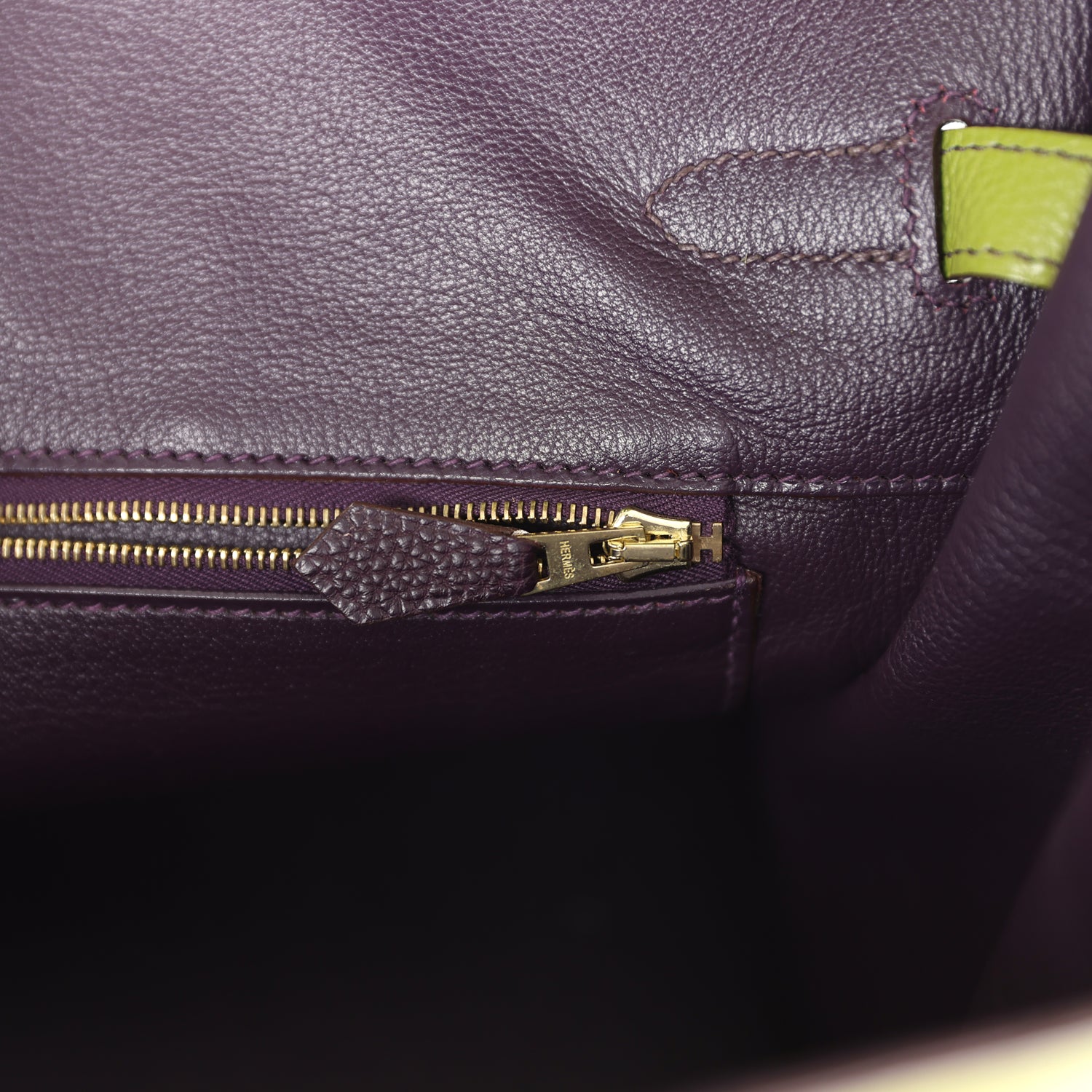 Pre-owned Hermes Birkin 35 Vert Anis Verso Togo Gold Hardware