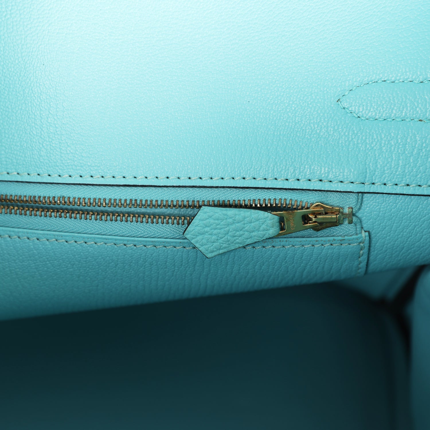 Pre-owned Hermes Birkin 35 Bleu Atoll Togo Gold Hardware