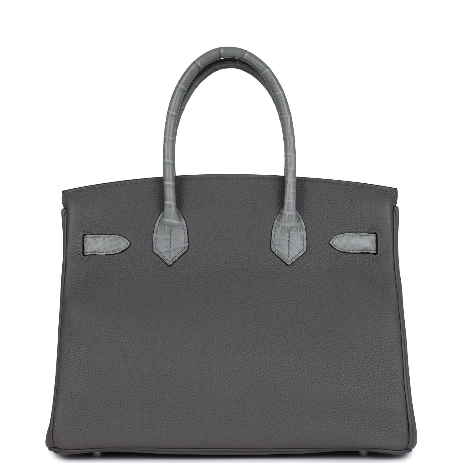 Hermes Birkin 30 Gris Ciment Matte Niloticus Crocodile and Gris Meyer Togo Touch Palladium Hardware