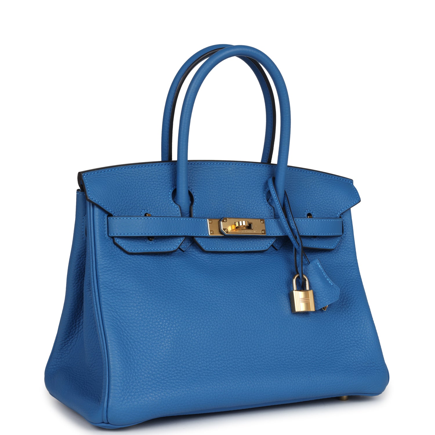 Pre-owned Hermes Birkin 30 Mykonos Clemence Gold Hardware