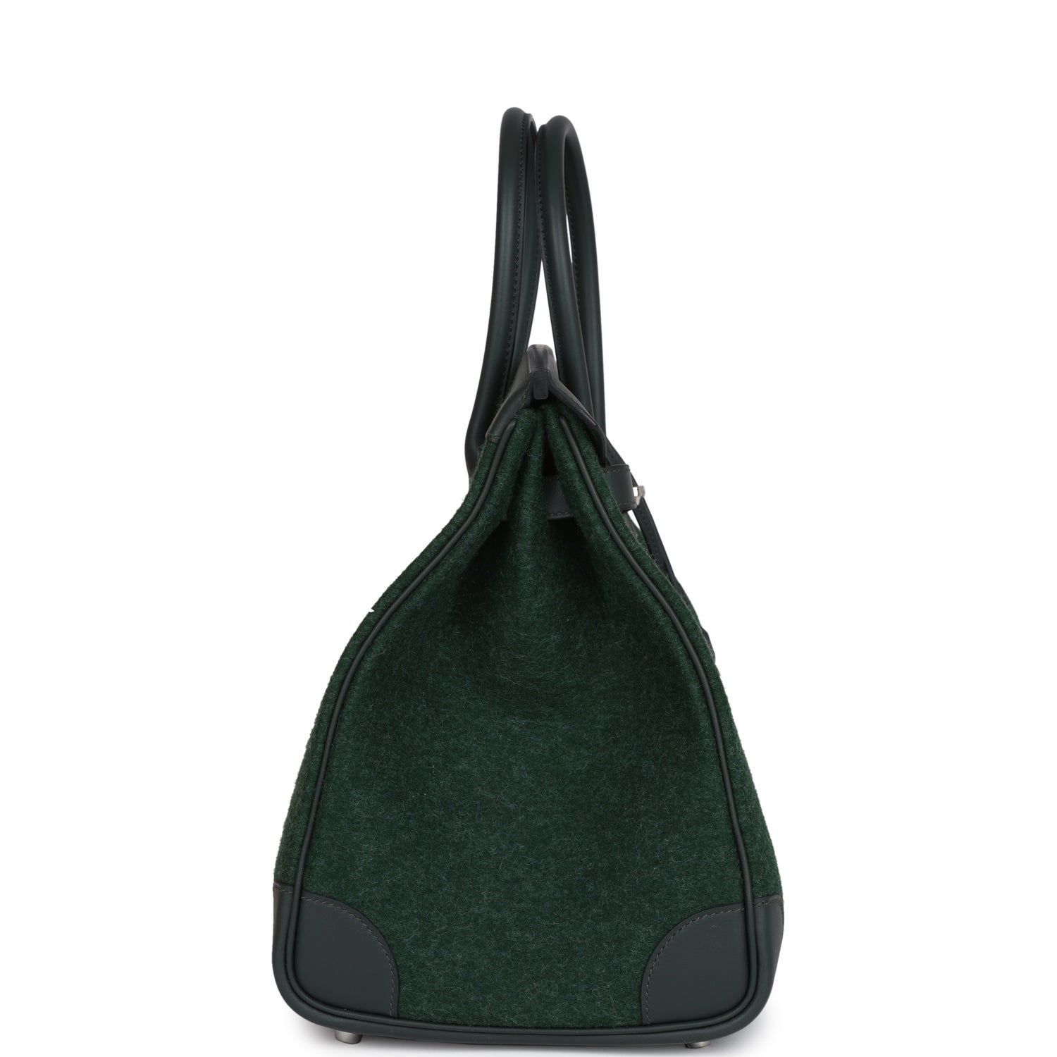Hermes Birkin 35 Vert Anglais Feutre Wool and Vert Fonce Feutre Swift Palladium Hardware
