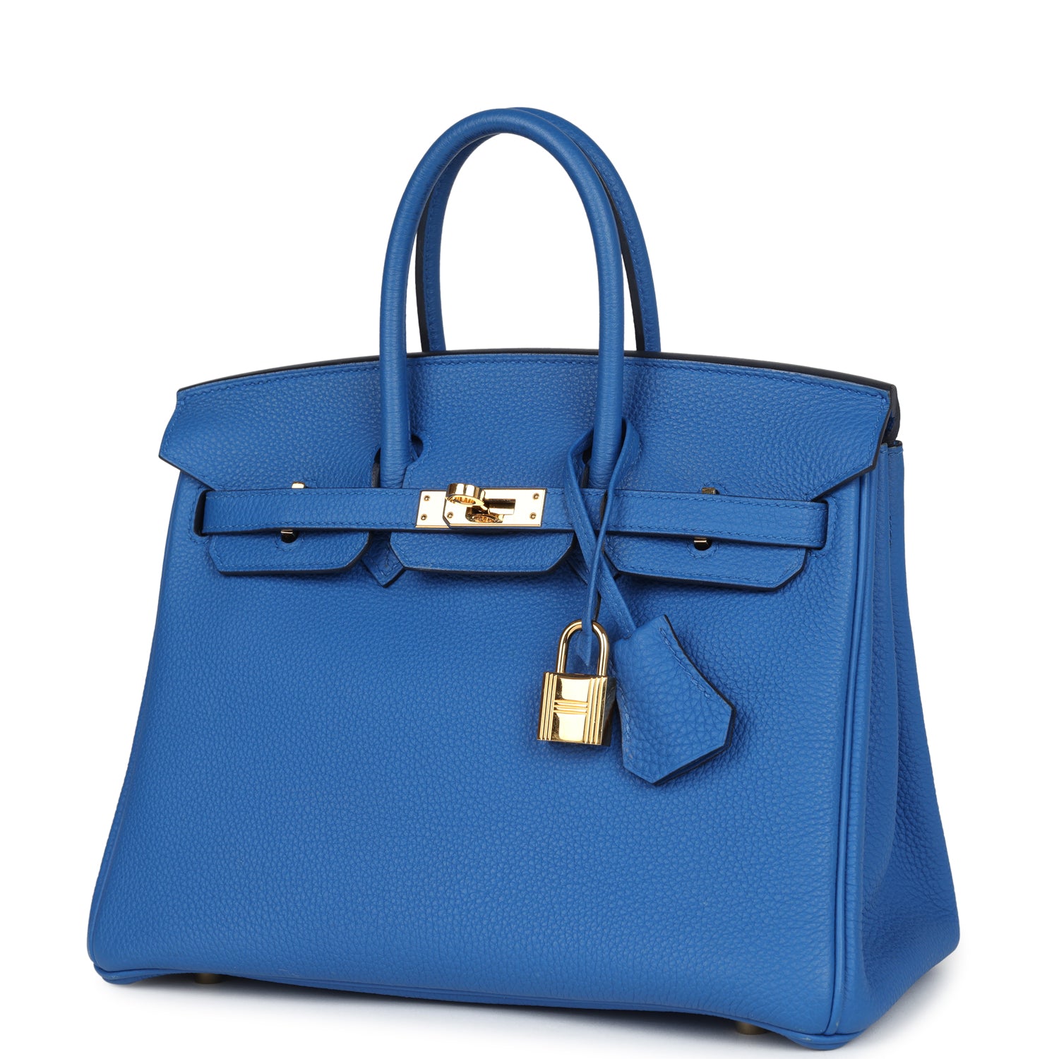 Pre-owned Hermes Birkin 25 Bleu Zellige Togo Gold Hardware