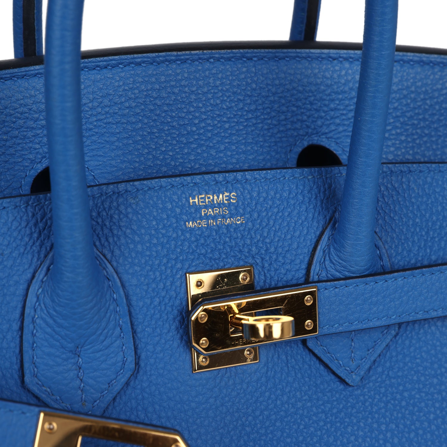 Pre-owned Hermes Birkin 25 Bleu Zellige Togo Gold Hardware