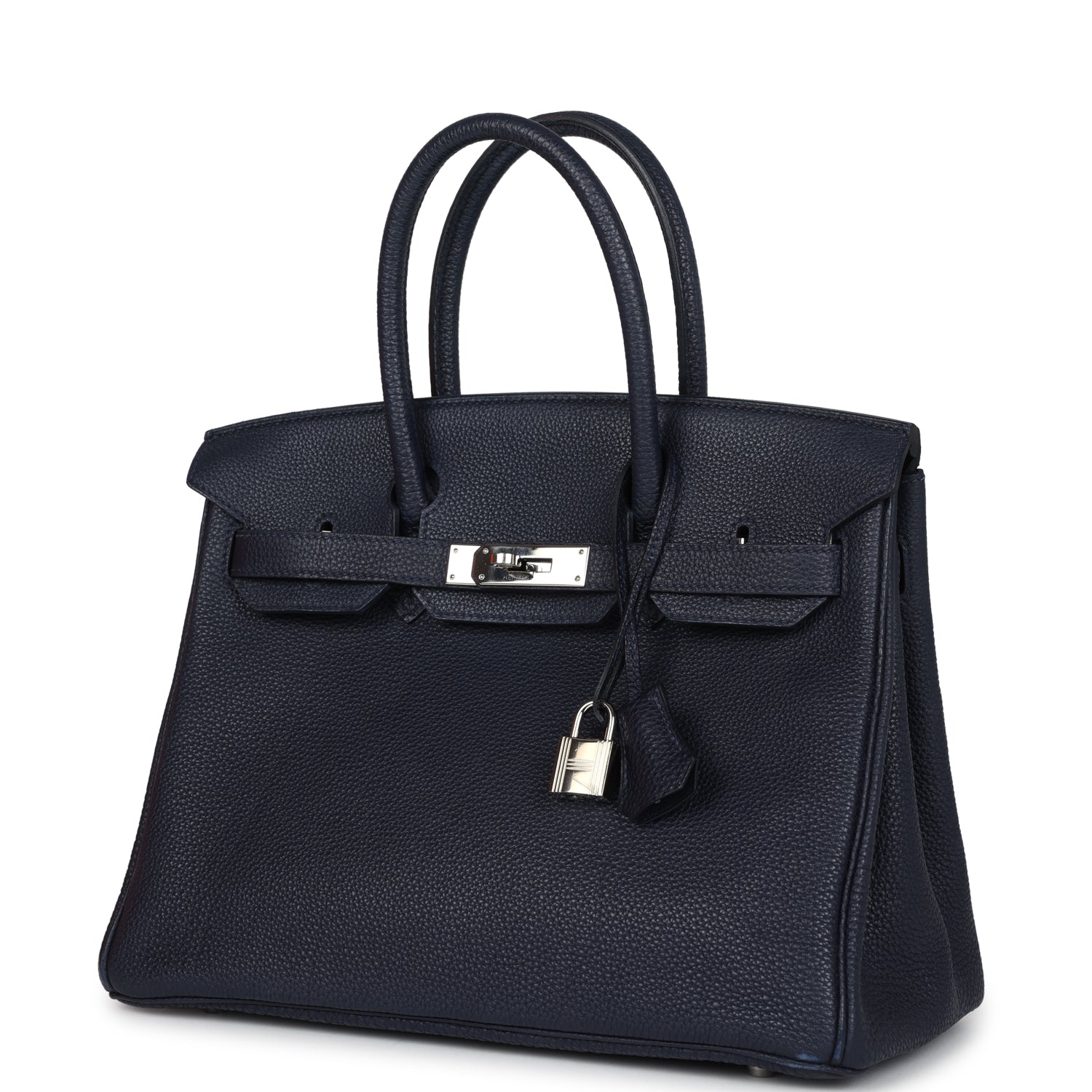 Pre-owned Hermes Birkin 30 Bleu Nuit Togo Palladium Hardware