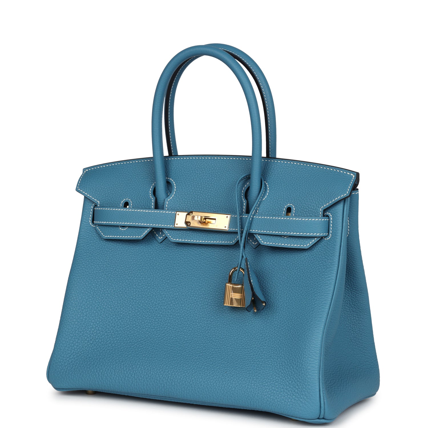 Hermes Birkin 30 Blue Jean Togo Gold Hardware