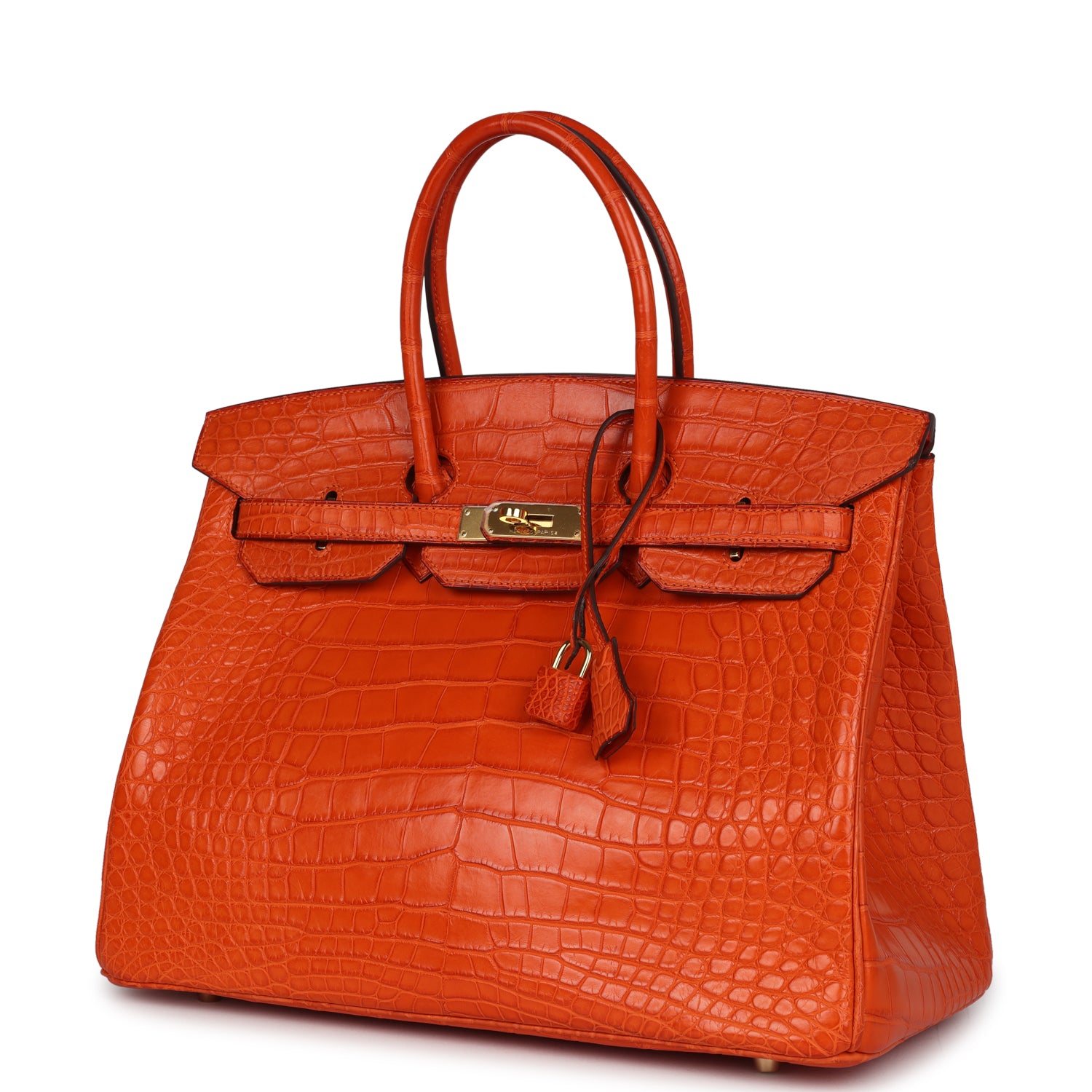 Pre-owned Hermes Birkin 35 Feu Matte Alligator Gold Hardware