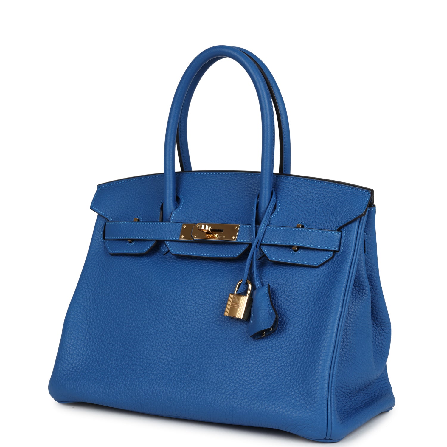 Pre-owned Hermes Birkin 30 Bleu Hydra Clemence Gold Hardware