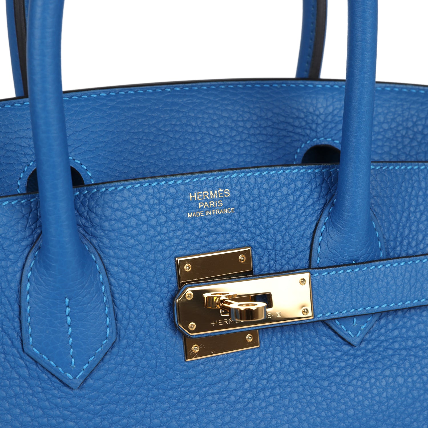Pre-owned Hermes Birkin 30 Bleu Hydra Clemence Gold Hardware