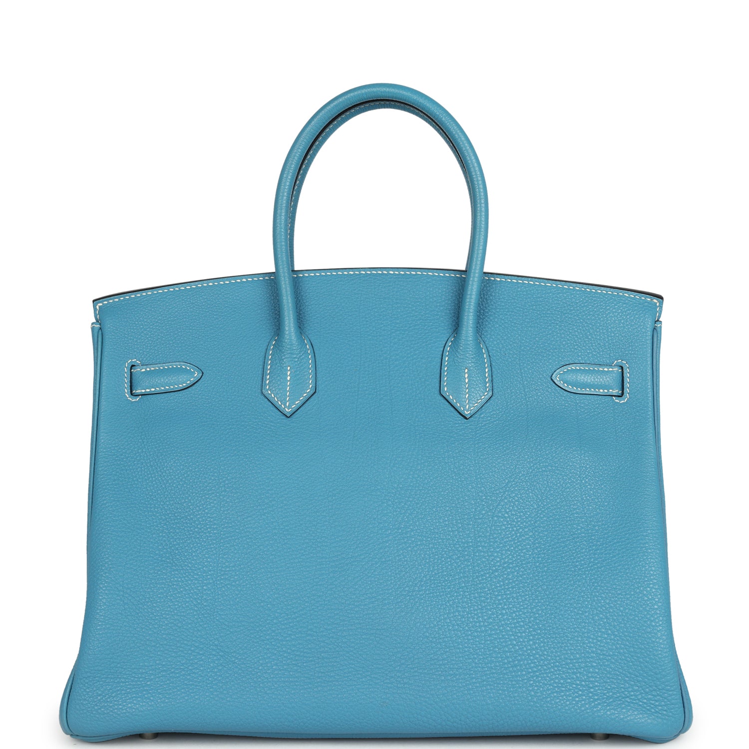 Pre-owned Hermes Birkin 35 Blue Jean Togo Palladium Hardware