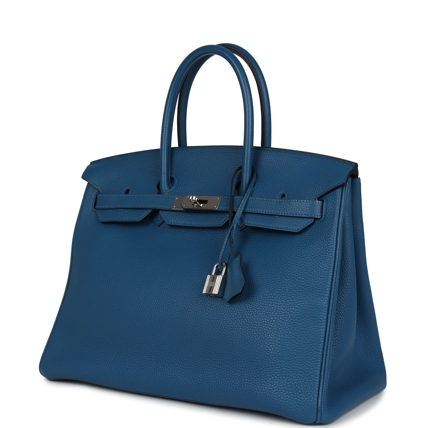 Pre-owned Hermes Birkin 35 Bleu de Galice Togo Palladium Hardware