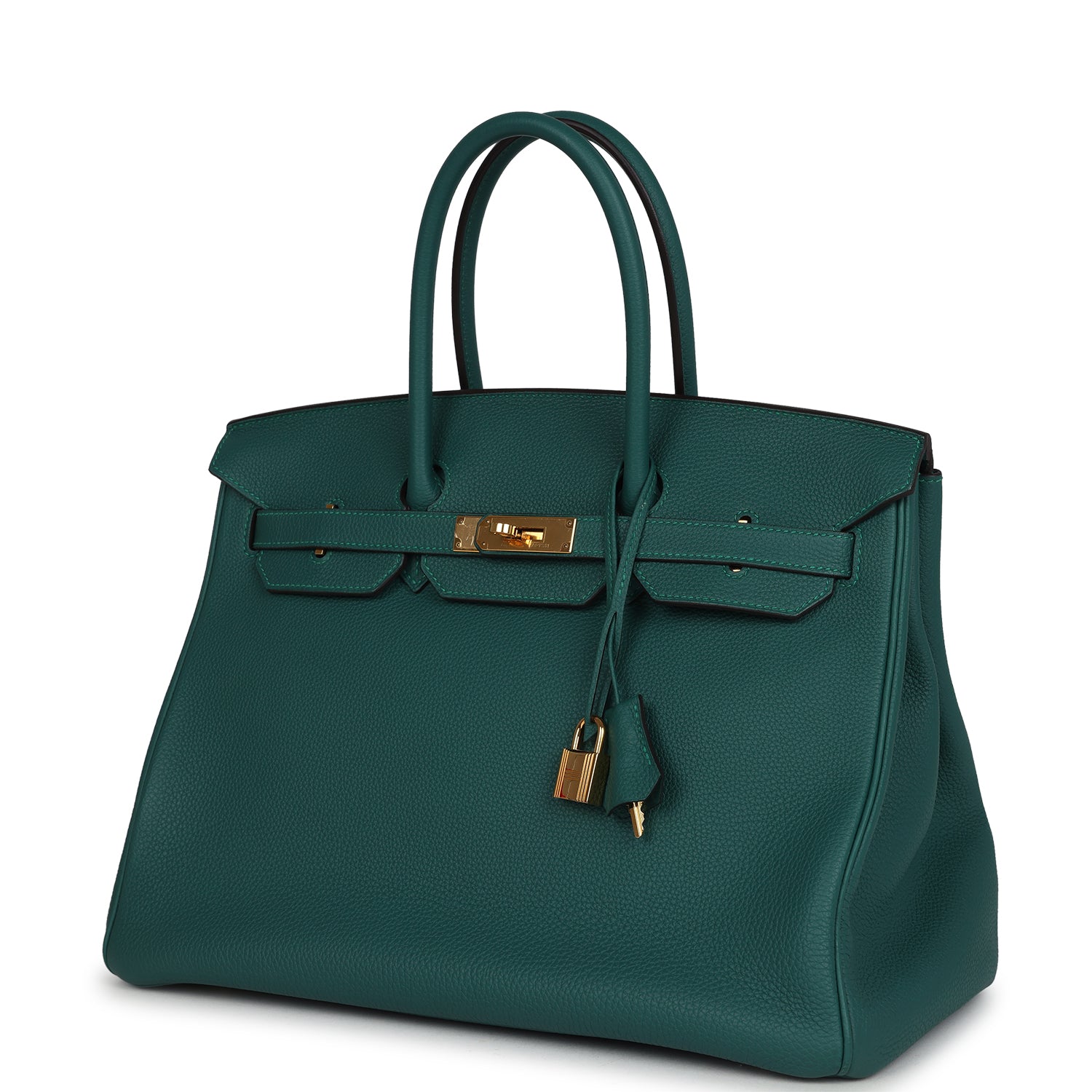Pre-owned Hermes Birkin 35 Malachite Togo Gold Hardware
