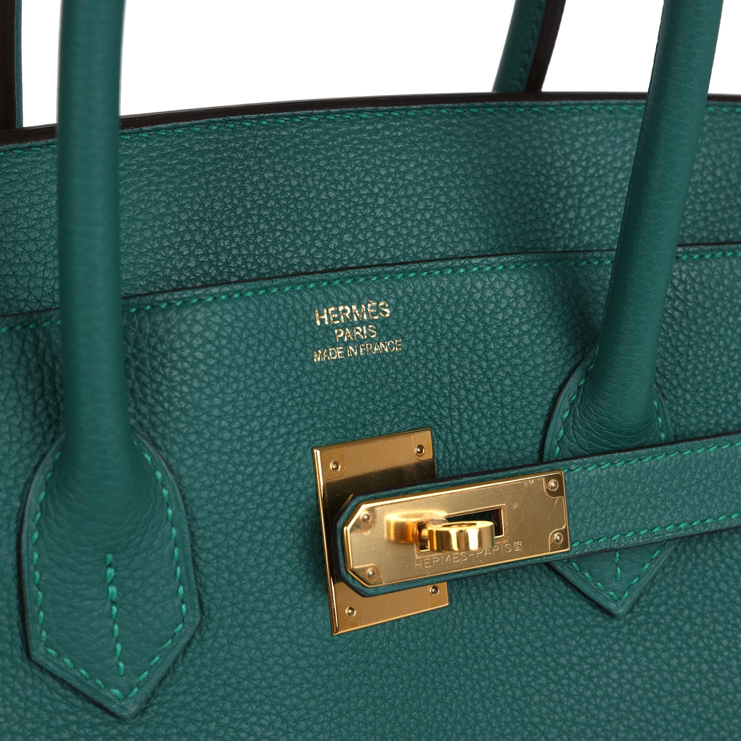 Pre-owned Hermes Birkin 35 Malachite Togo Gold Hardware