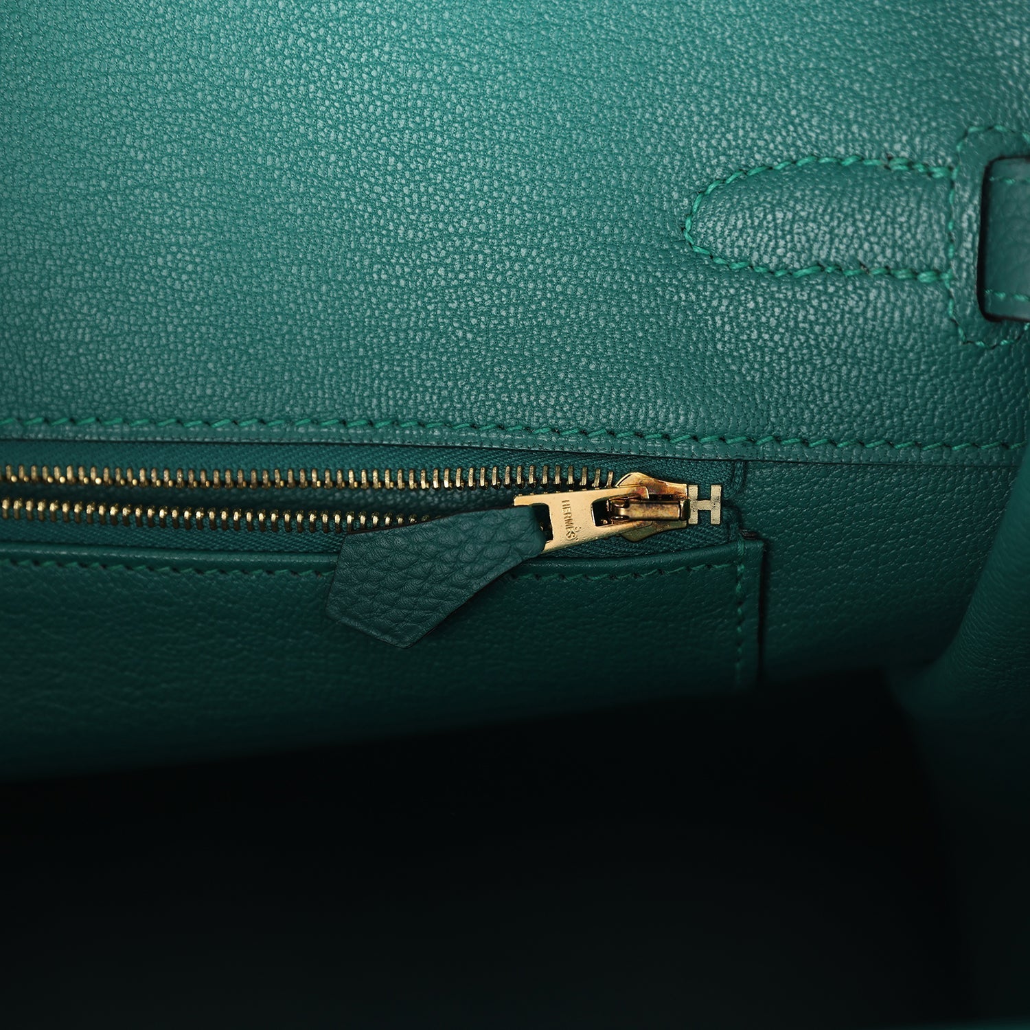 Pre-owned Hermes Birkin 35 Malachite Togo Gold Hardware
