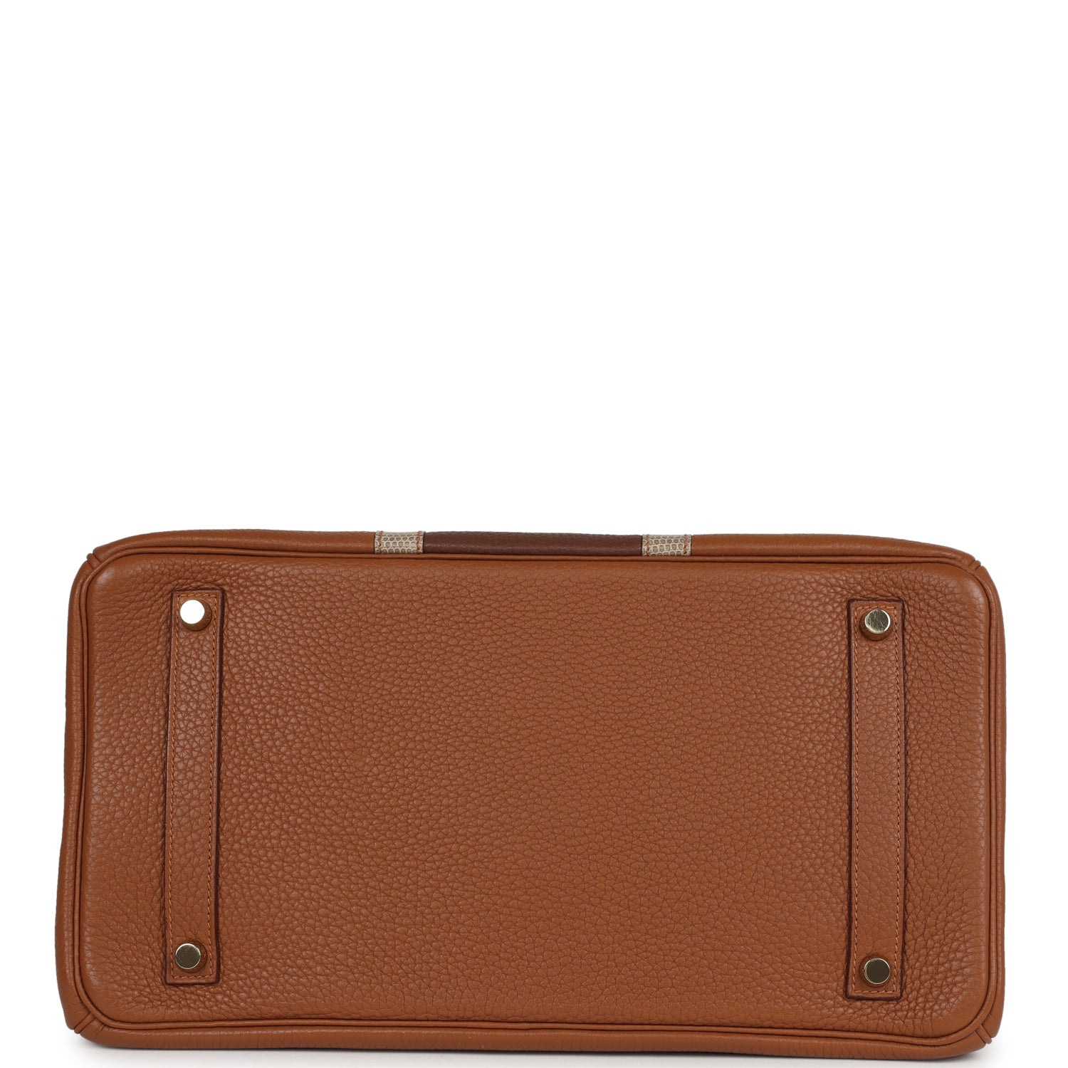 Pre-owned Hermes Birkin Club 35 Gold and Marron d'Inde Clemence and Ficelle Lizard Permabrass Hardware