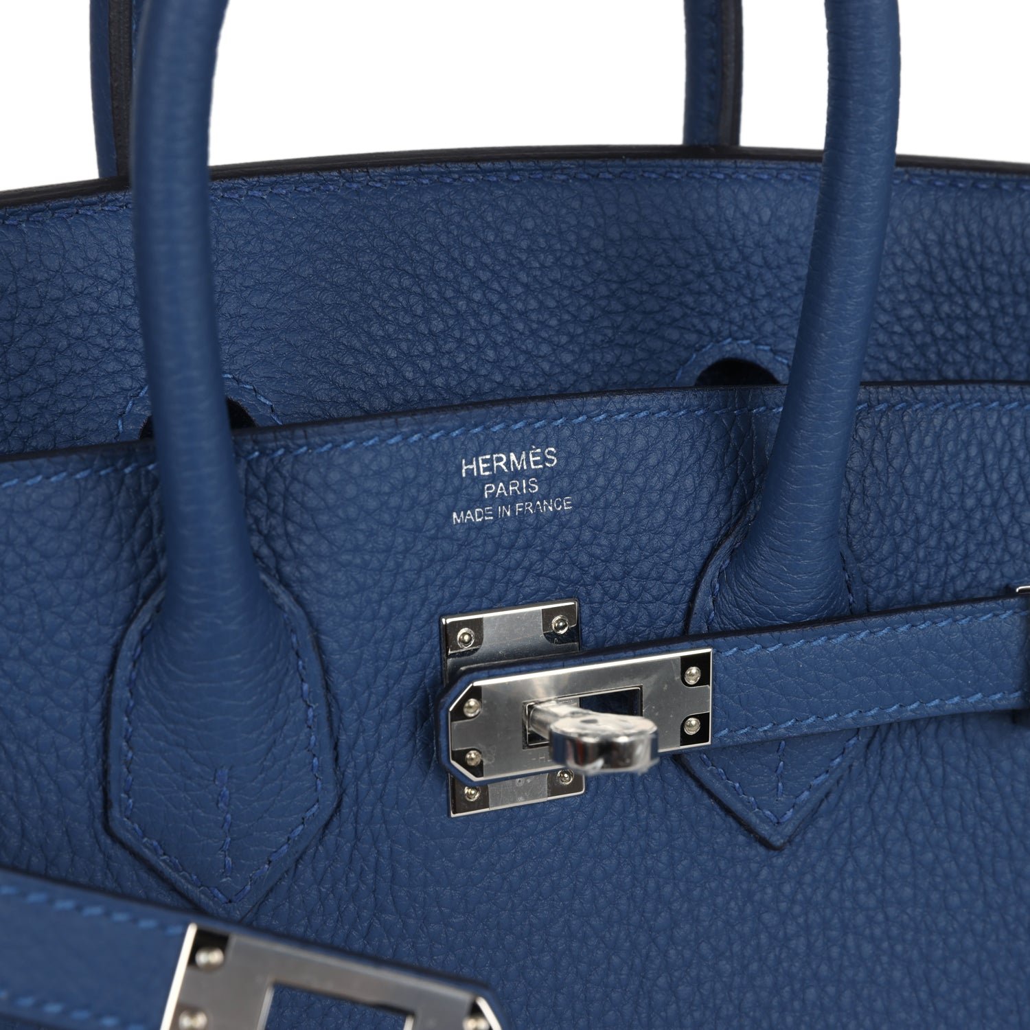 Hermes Birkin 25 Bleu Tie Togo Palladium Hardware