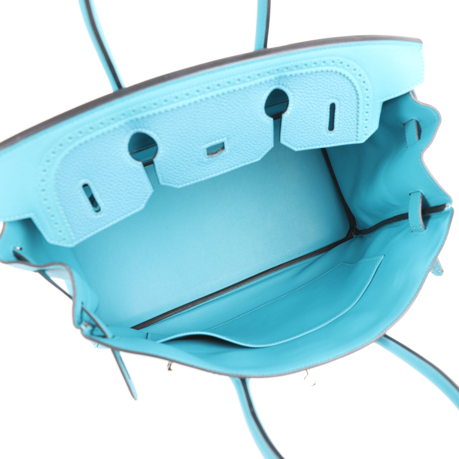 Pre-owned Hermes Birkin 35 Ghillies Turquoise Togo and Swift Palladium Hardware