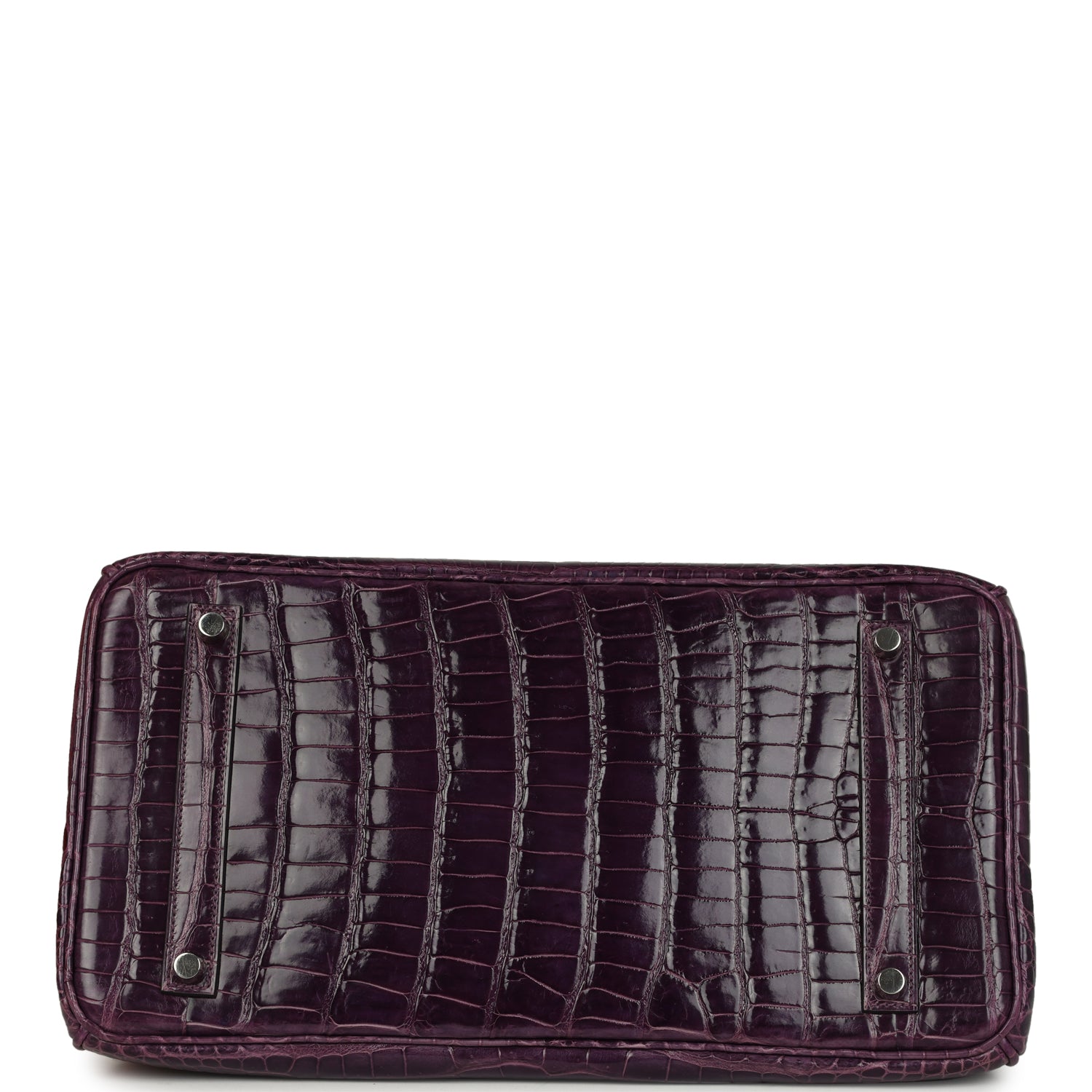 Pre-owned Hermes Birkin 35 Amethyst Shiny Porosus Crocodile Palladium Hardware