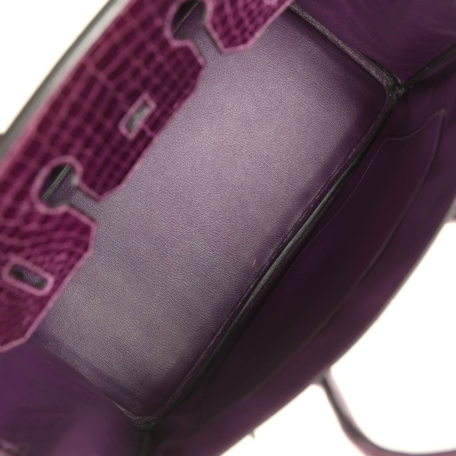 Pre-owned Hermes Birkin 35 Amethyst Shiny Porosus Crocodile Palladium Hardware