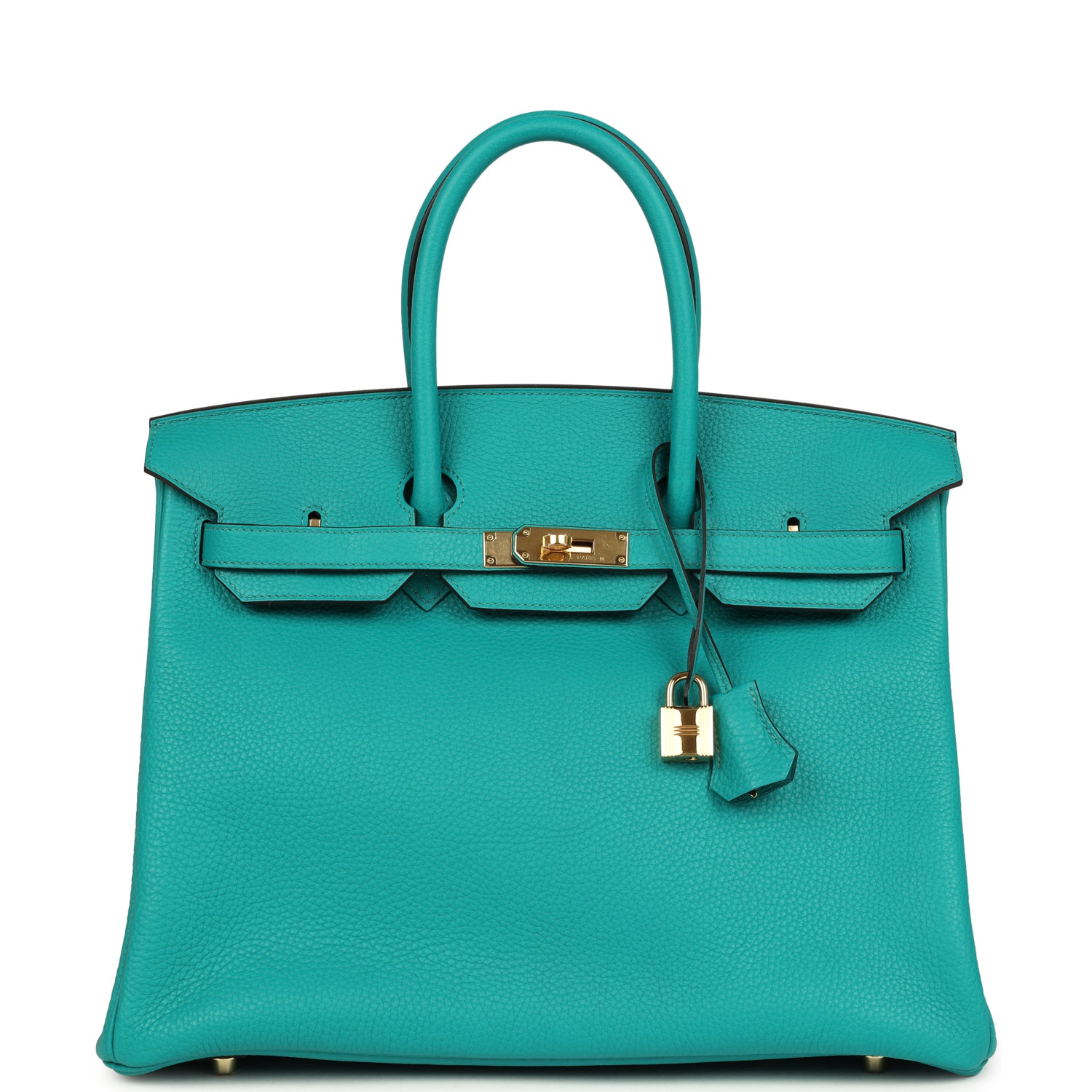 Pre-owned Hermes Birkin 35 Bleu Paon Togo Gold Hardware
