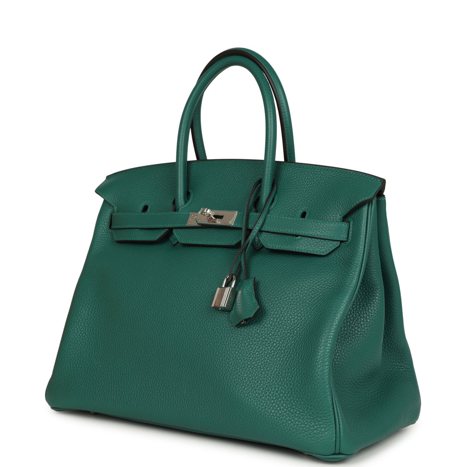 Pre-owned Hermes Birkin 35 Malachite Clemence Palladium Hardware