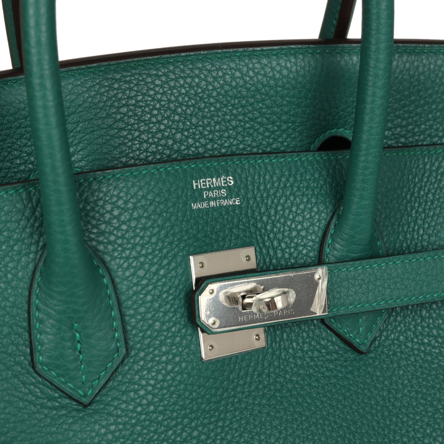 Pre-owned Hermes Birkin 35 Malachite Clemence Palladium Hardware