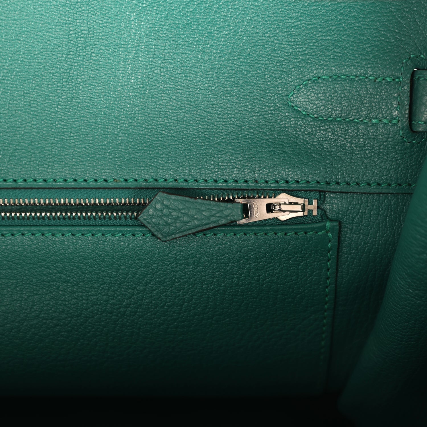 Pre-owned Hermes Birkin 35 Malachite Clemence Palladium Hardware