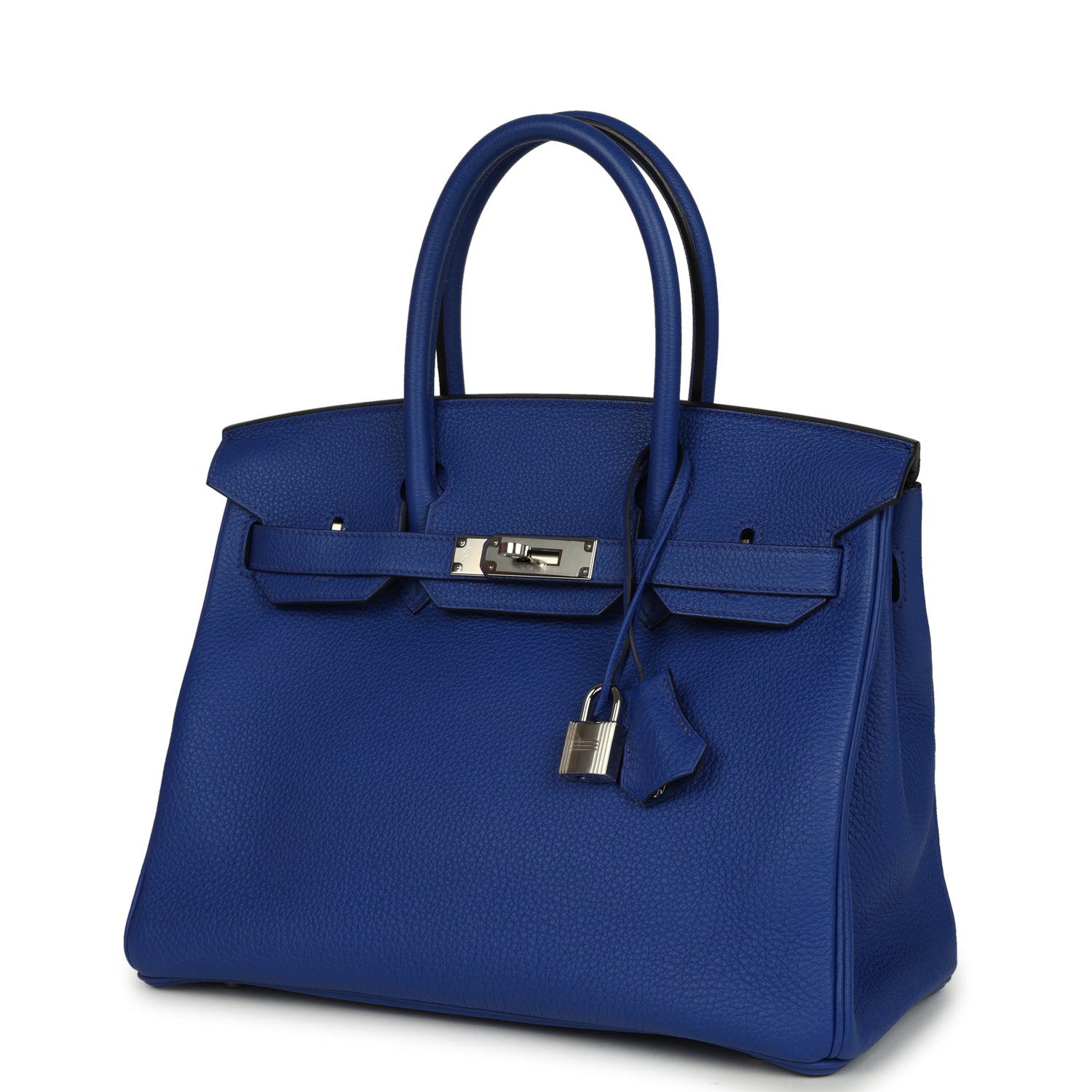 Pre-owned Hermes Birkin 30 Bleu Royal Togo Palladium Hardware