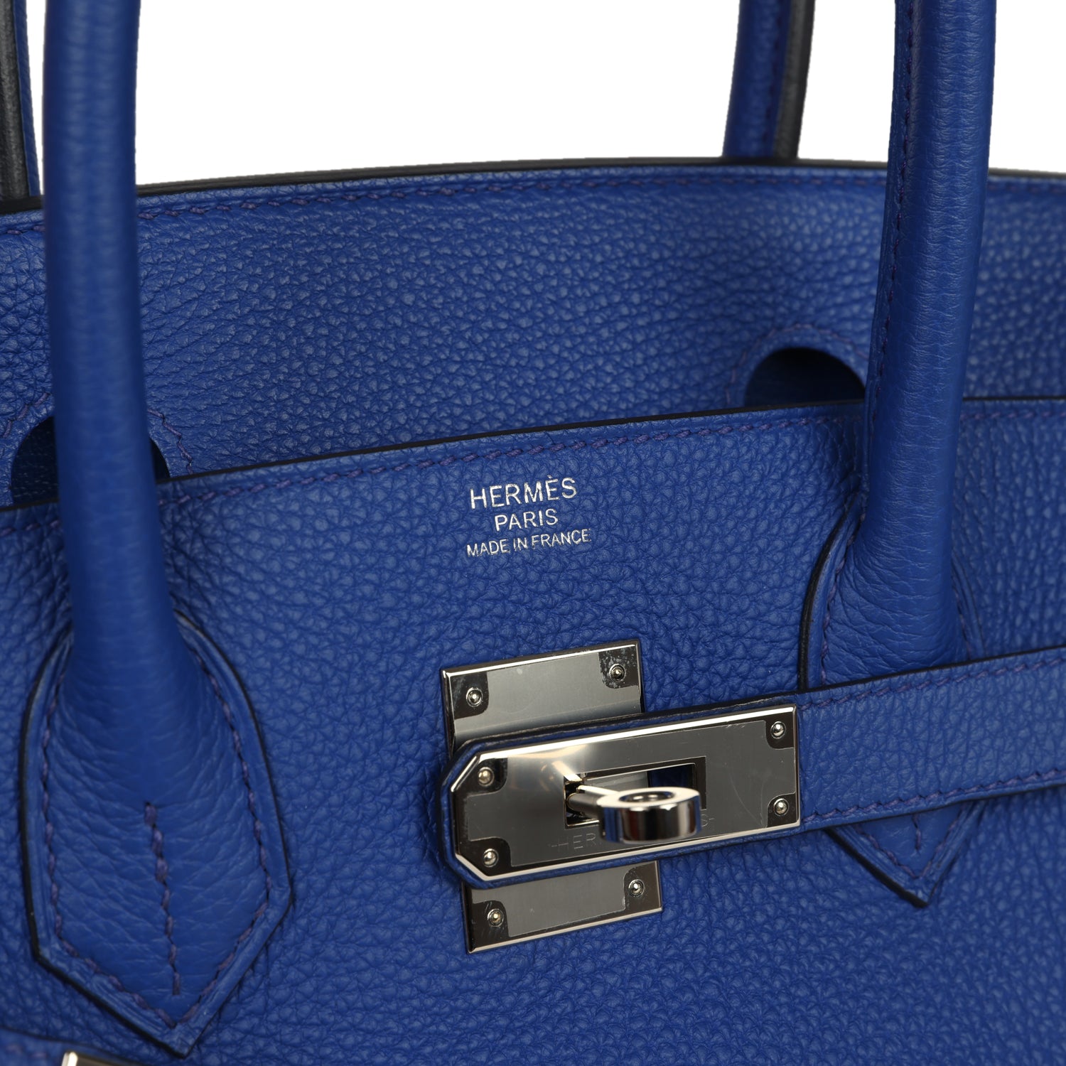 Pre-owned Hermes Birkin 30 Bleu Royal Togo Palladium Hardware