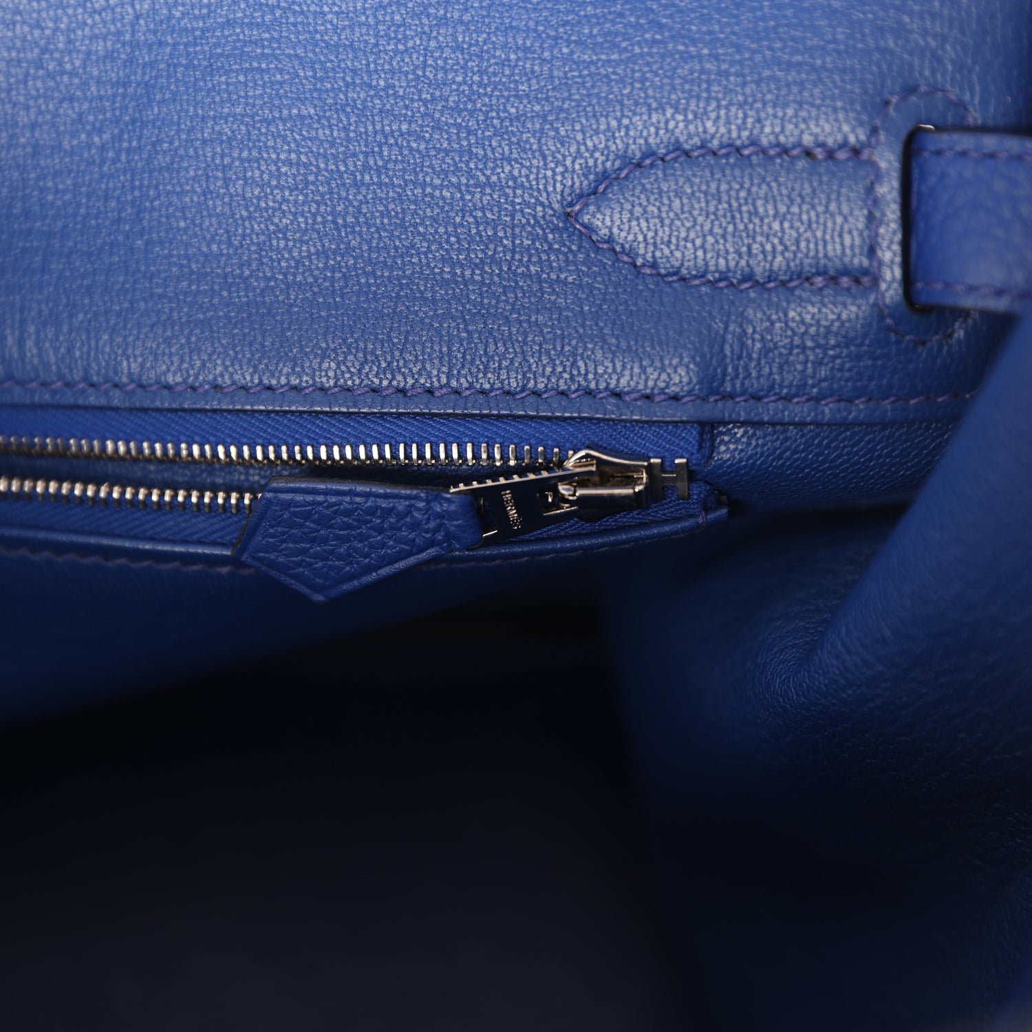 Pre-owned Hermes Birkin 30 Bleu Royal Togo Palladium Hardware