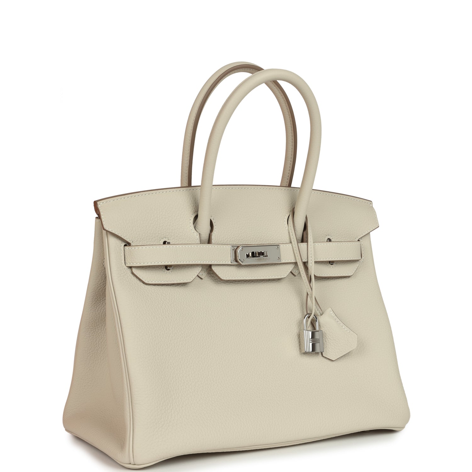 Pre-owned Hermes Birkin 30 Craie Togo Palladium Hardware