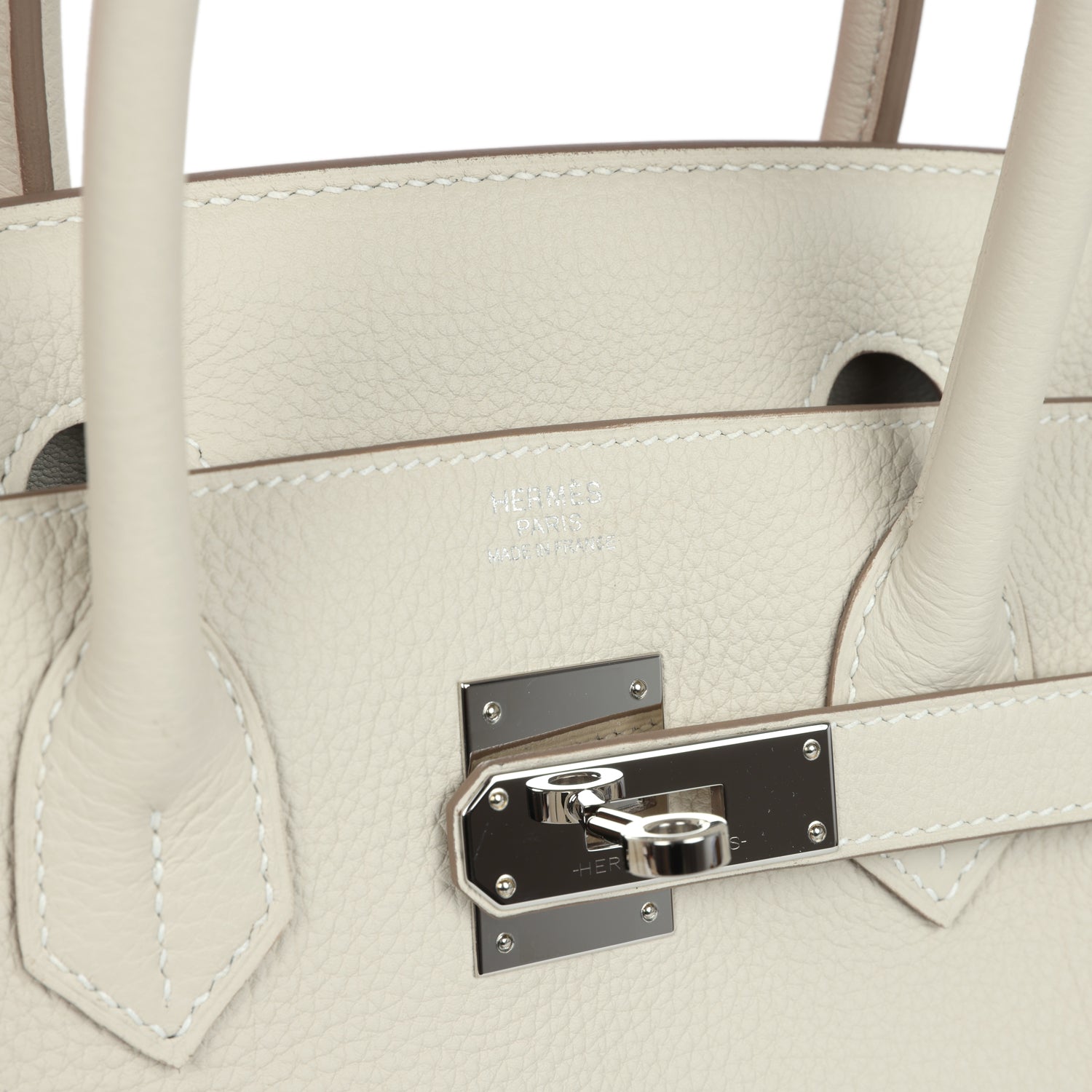 Pre-owned Hermes Birkin 30 Craie Togo Palladium Hardware