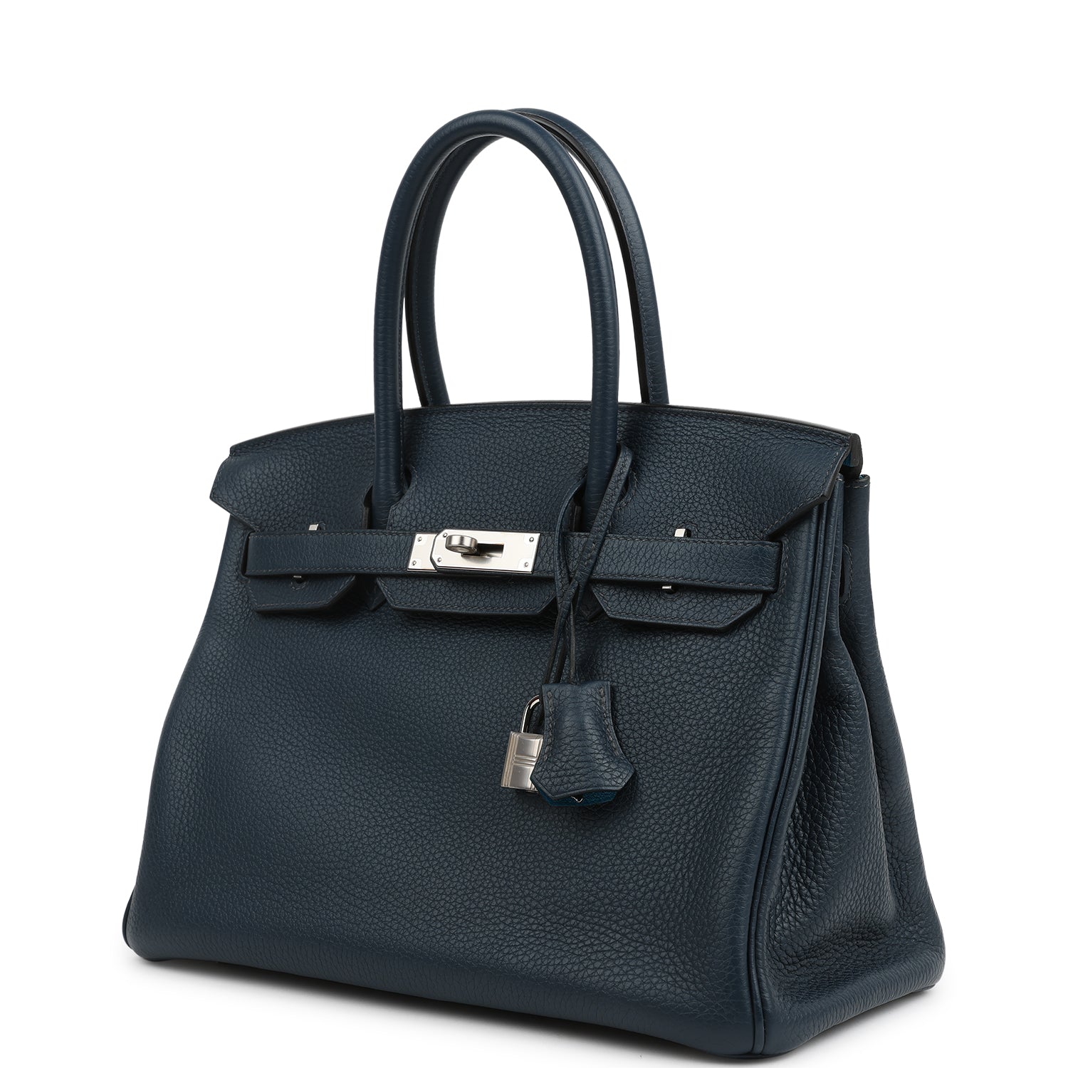 Hermes Birkin 30 Bleu De Prusse Verso Clemence Palladium Hardware