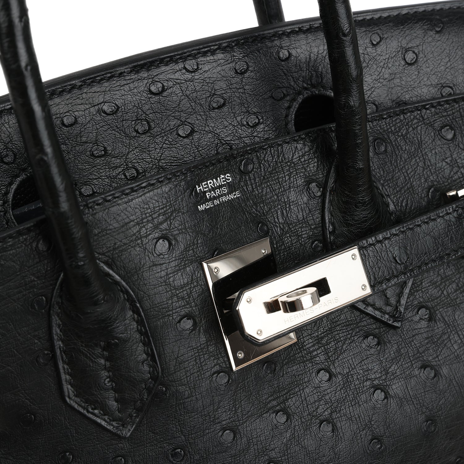 Vintage Hermes Birkin 30 Black Ostrich Palladium Hardware