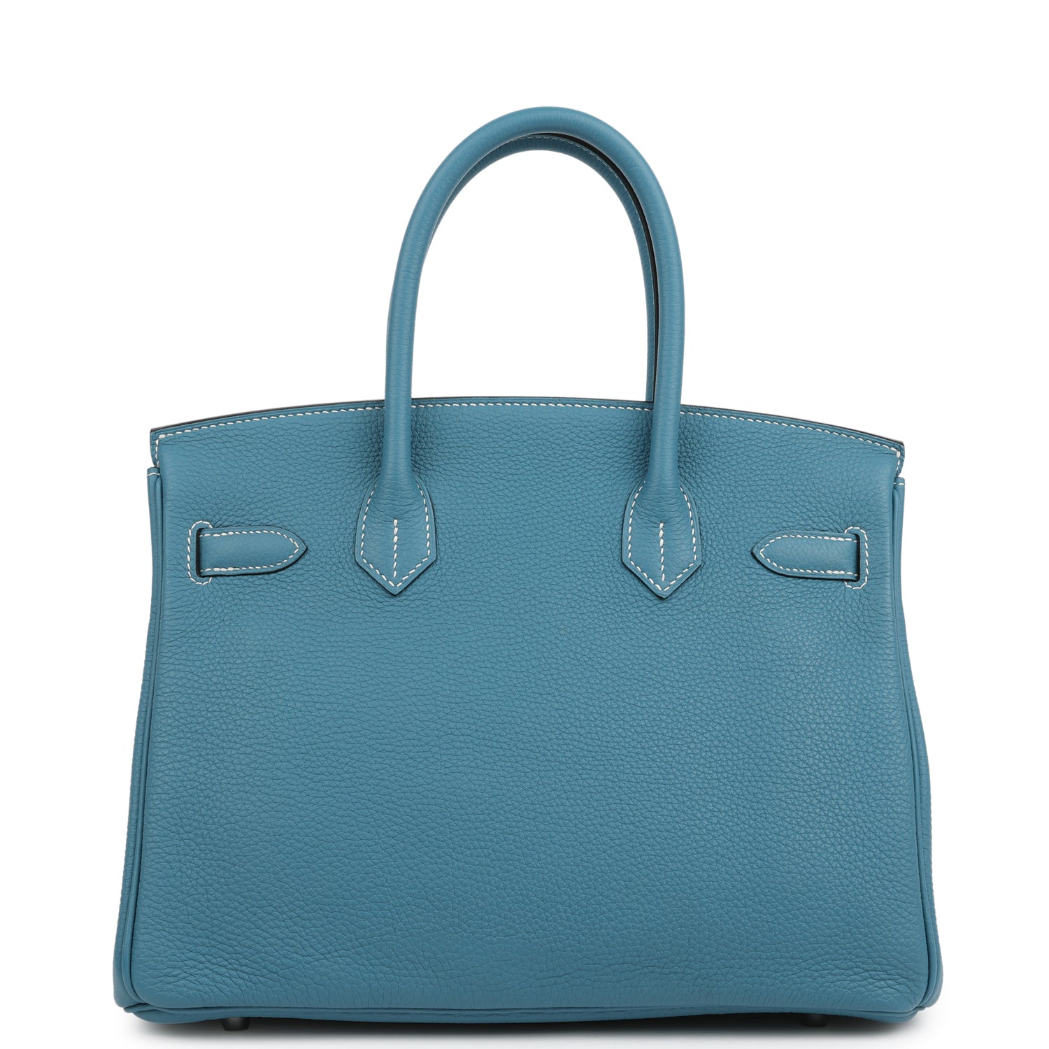 Pre-owned Hermes Birkin 30 Blue Jean Togo Palladium Hardware