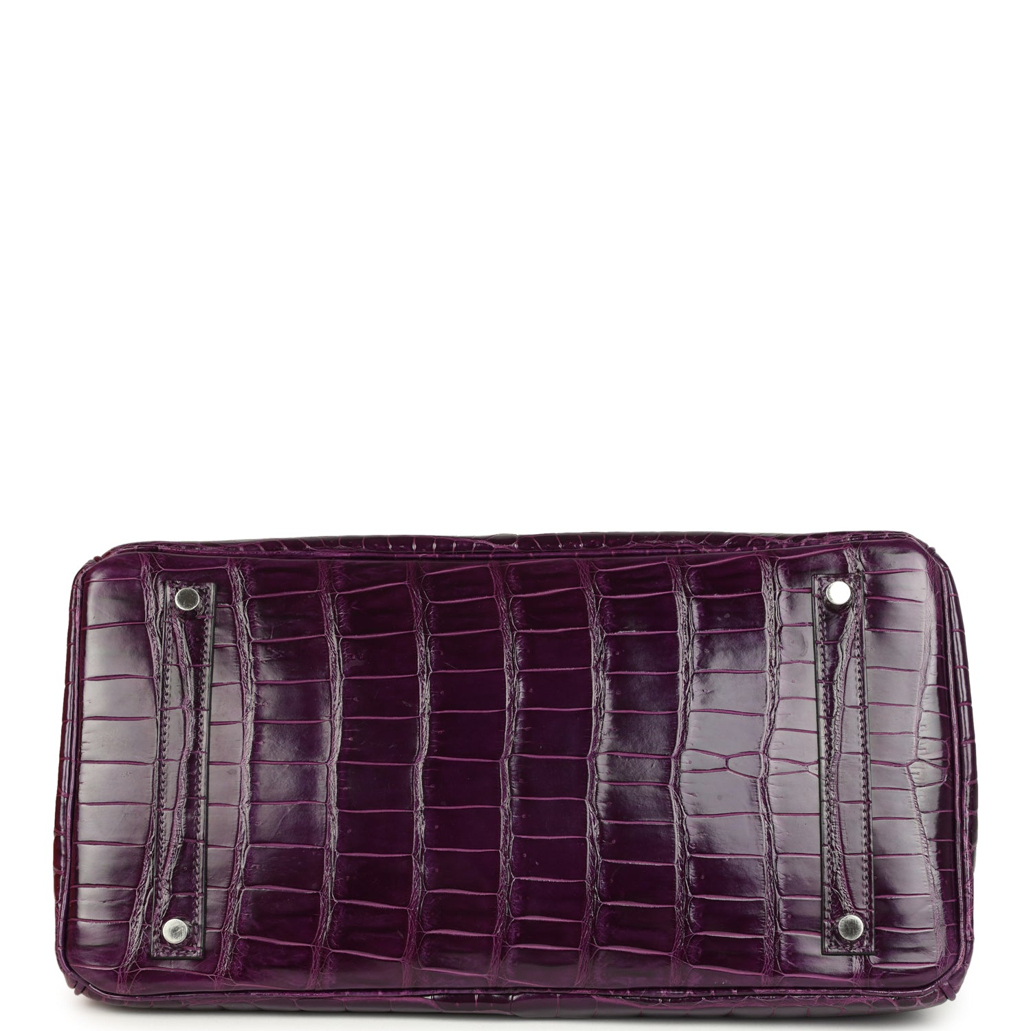 Pre-owned Hermes Birkin 35 Amethyst Shiny Porosus Crocodile Palladium Hardware