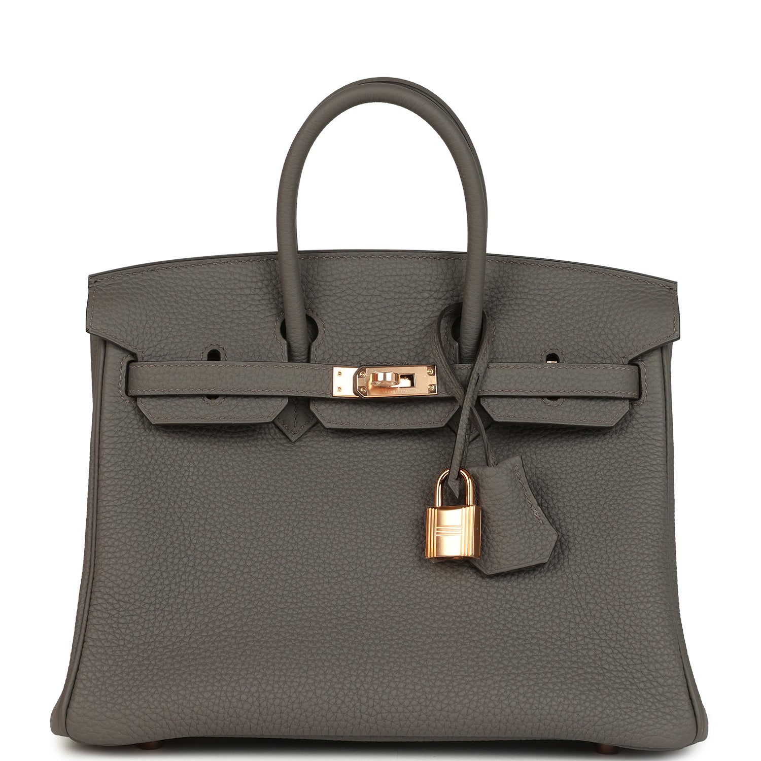 Pre-owned Hermes Birkin 25 Etain Togo Rose Gold Hardware