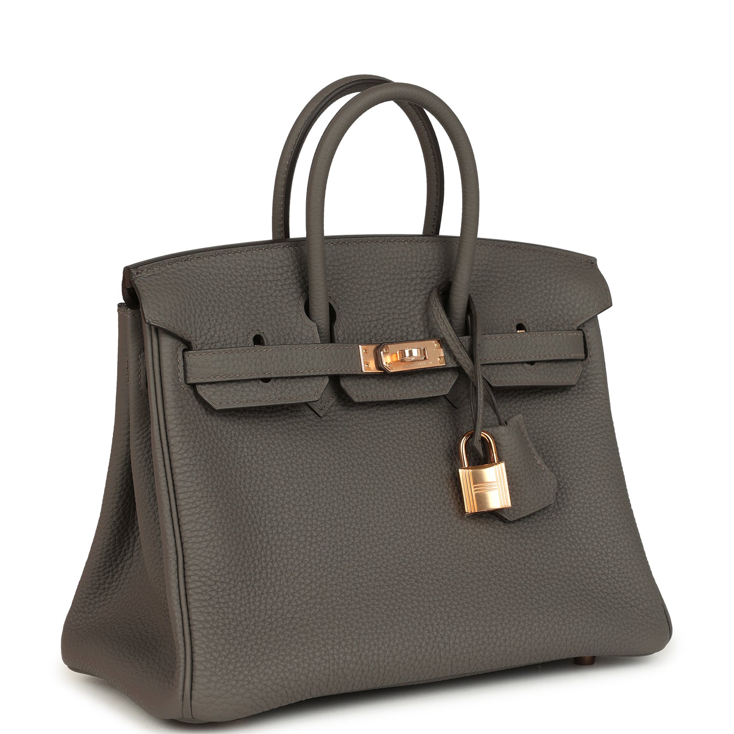 Pre-owned Hermes Birkin 25 Etain Togo Rose Gold Hardware