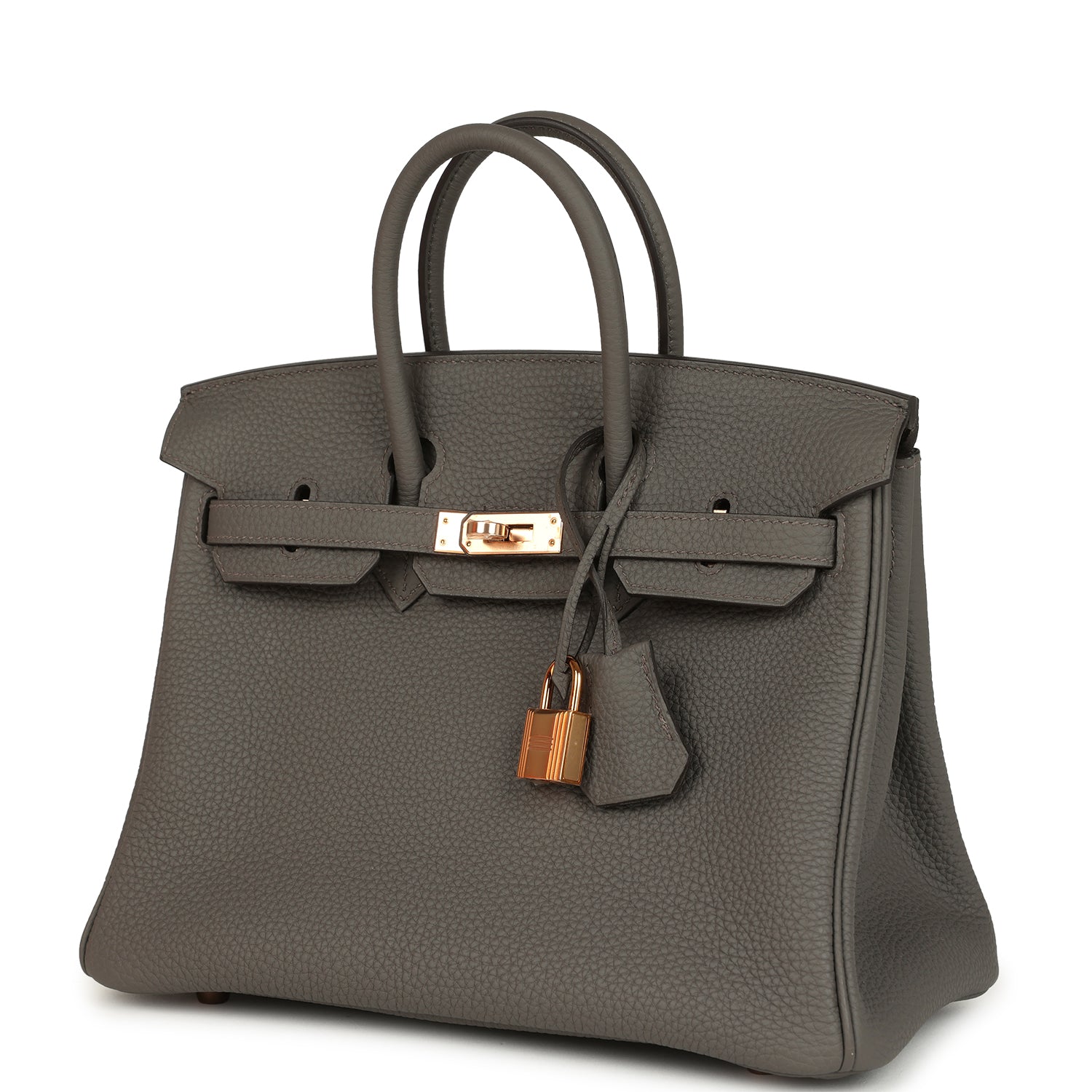 Pre-owned Hermes Birkin 25 Etain Togo Rose Gold Hardware